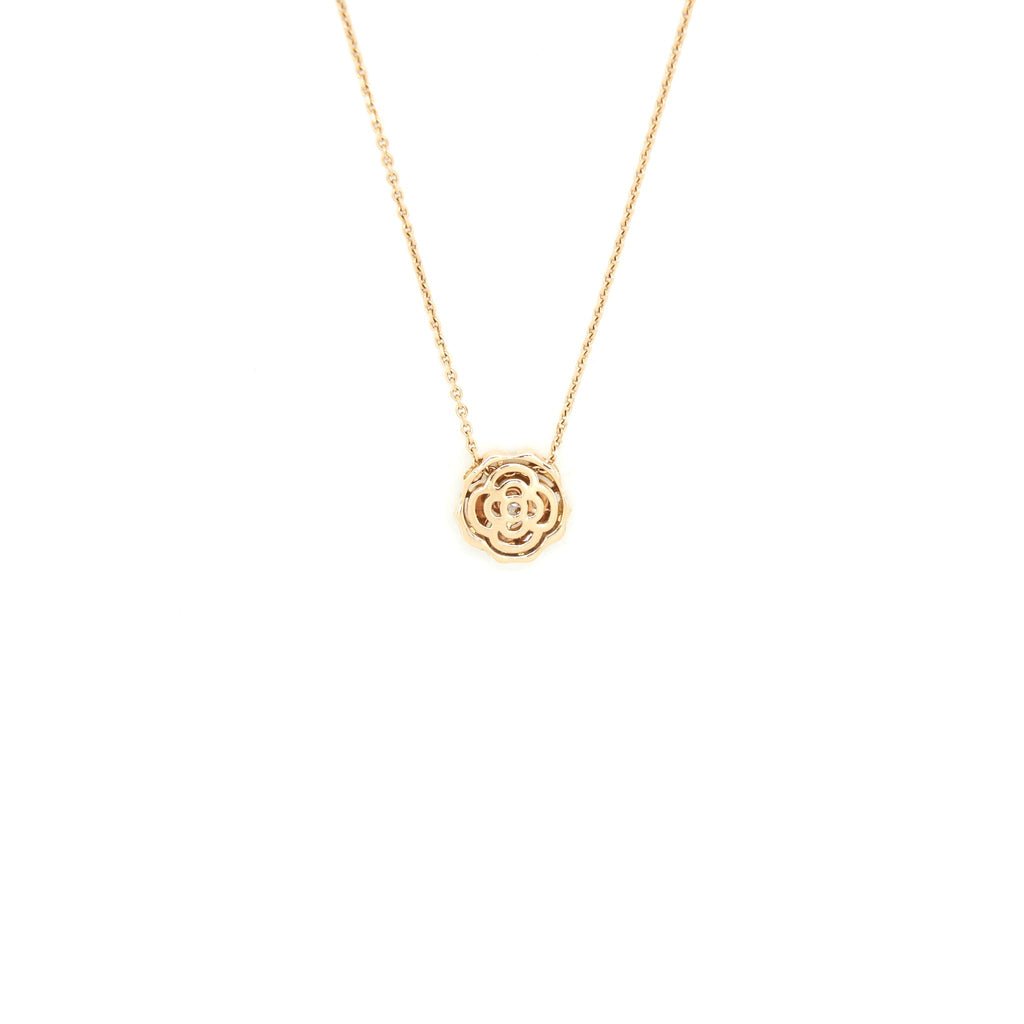 CHANEL EXTRAIT DE CAMELLIA NECKLACE 18K PINK GOLD WITH A DIMOND