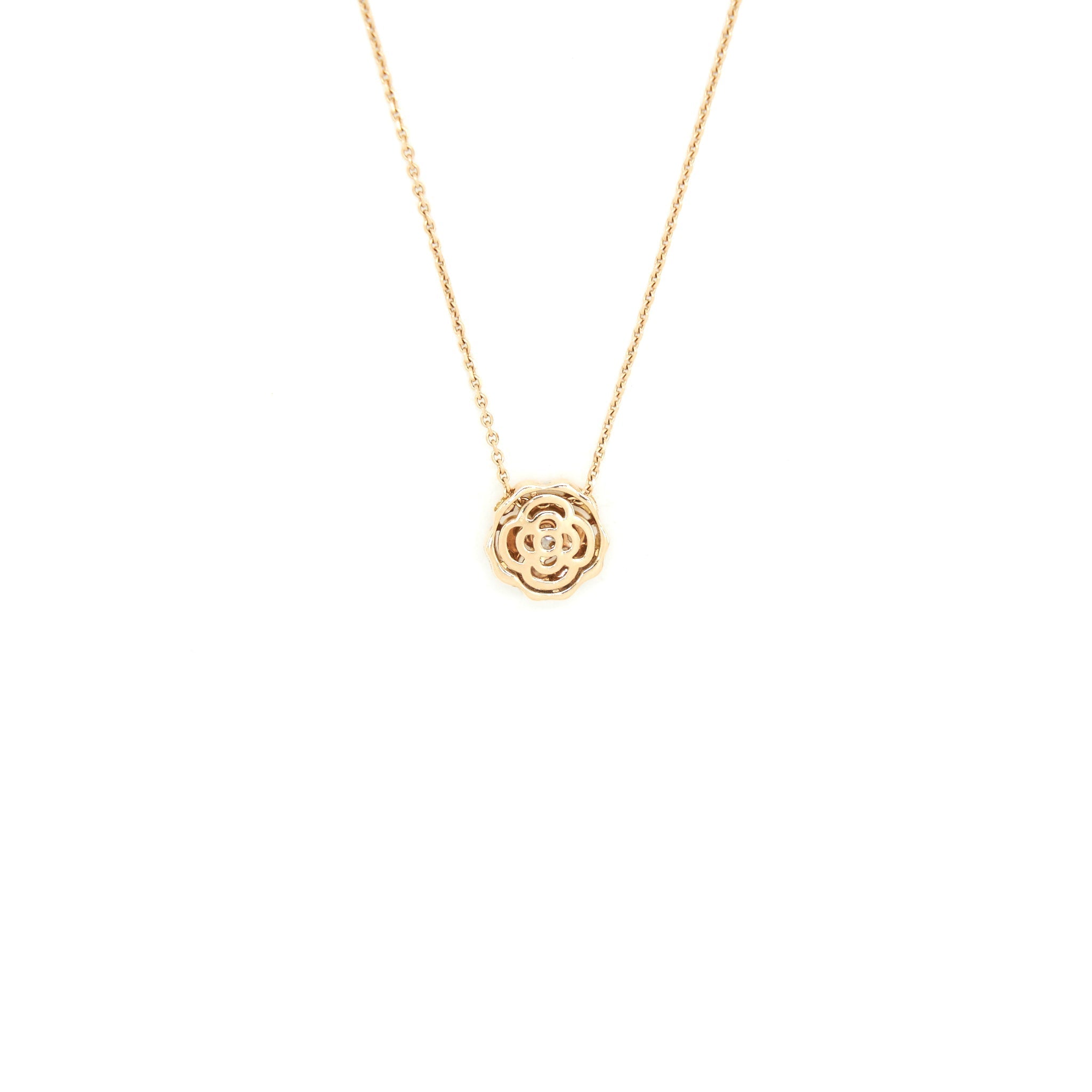 CHANEL EXTRAIT DE CAMELLIA NECKLACE 18K PINK GOLD WITH A DIMOND