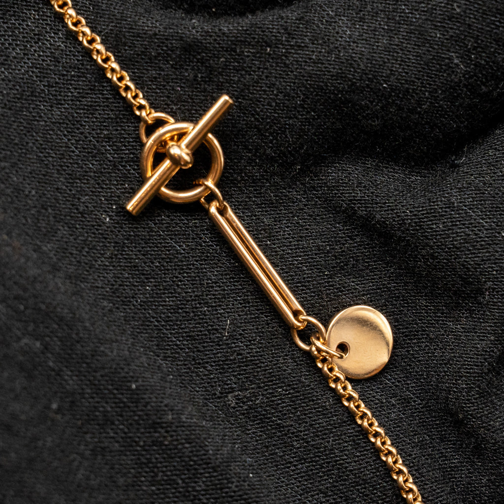 HERMES LONG EX LIBRIS GM PENDANT ROSE GOLD WITH DIAMOND