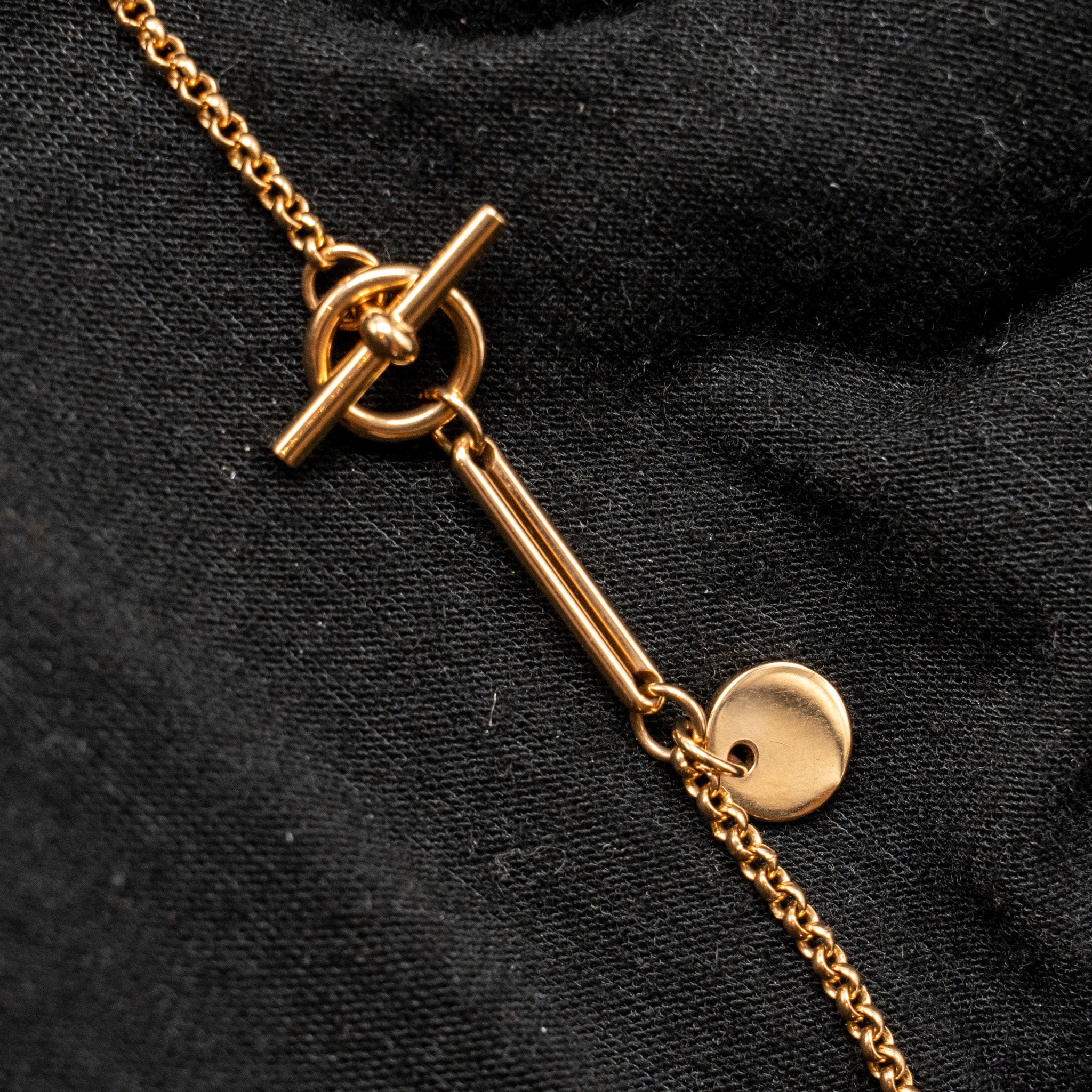 HERMES LONG EX LIBRIS GM PENDANT ROSE GOLD WITH DIAMOND