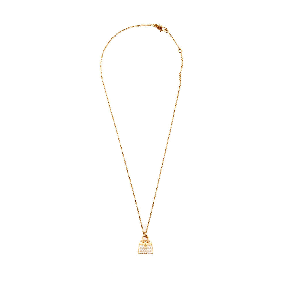 HERMES AMULETTES BIRKIN PENDANT ROSE GOLD DIAMONDS
