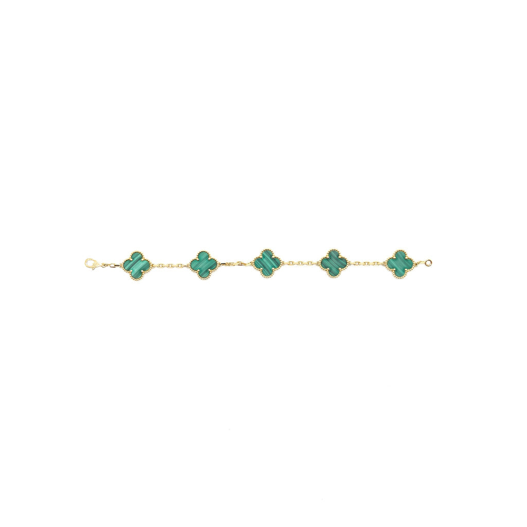VAN CLEEF ARPELS VINTAGE ALHAMBRA BRACELET 5 MOTIFS GREEN