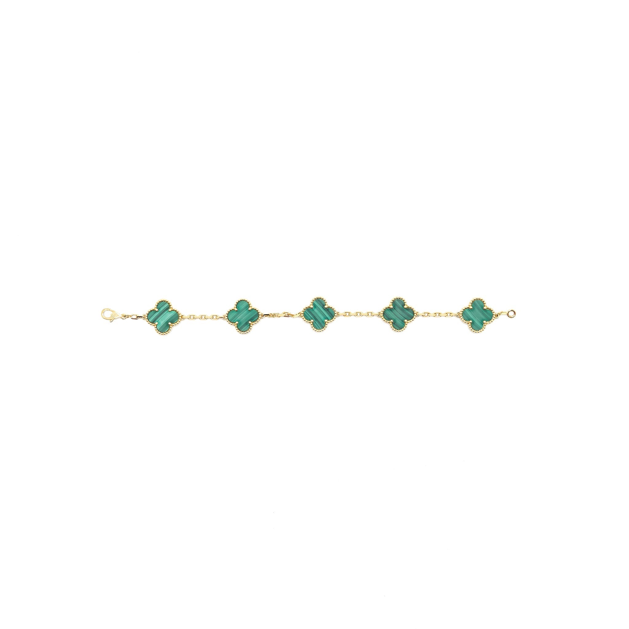 VAN CLEEF ARPELS VINTAGE ALHAMBRA BRACELET 5 MOTIFS GREEN