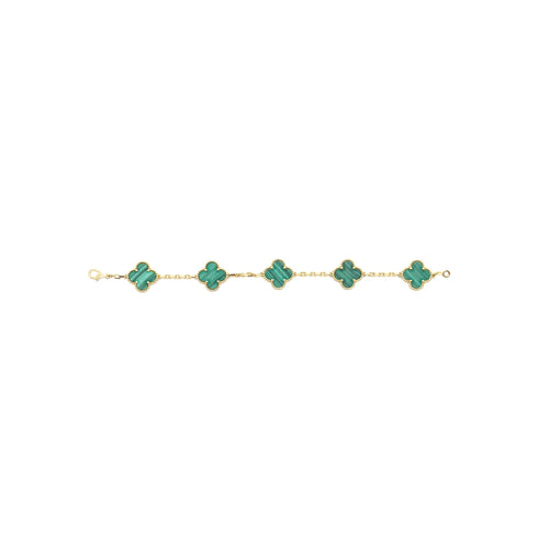 VAN CLEEF ARPELS VINTAGE ALHAMBRA BRACELET 5 MOTIFS GREEN