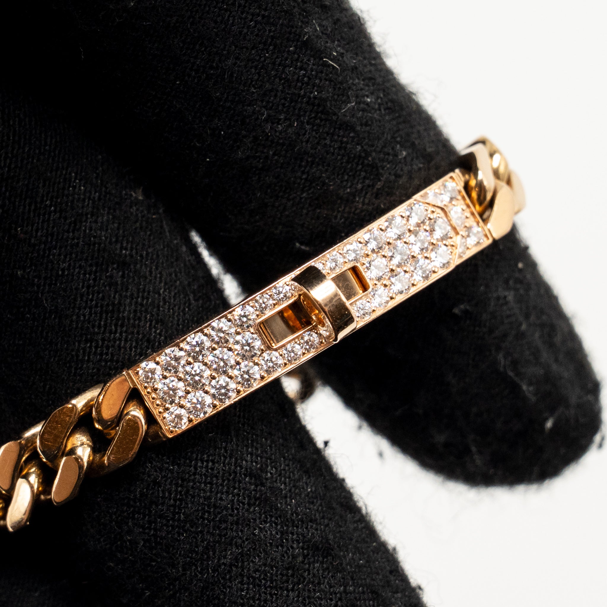 HERMES KELLY GOURMETTE BRACELET ROSE GOLD/DIAMONDS