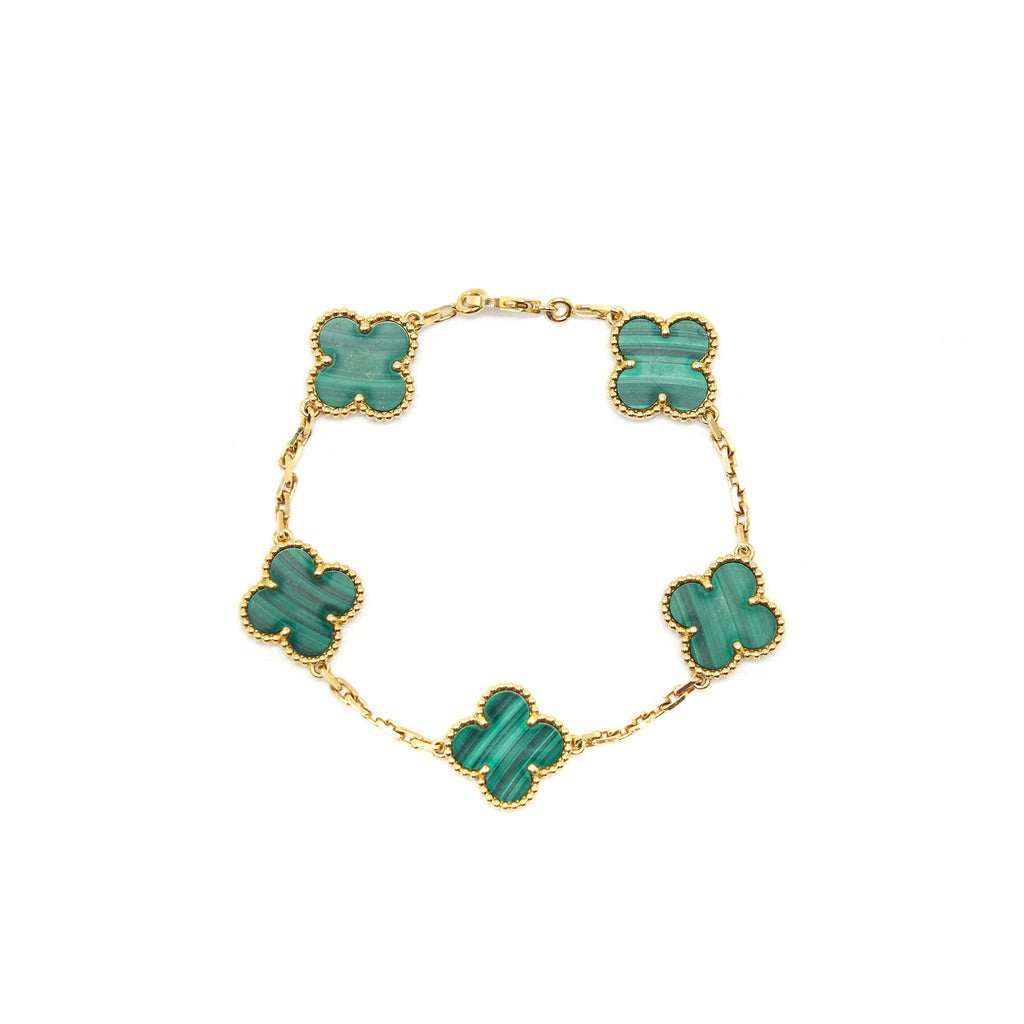 VAN CLEEF ARPELS VINTAGE ALHAMBRA BRACELET 5 MOTIFS GREEN
