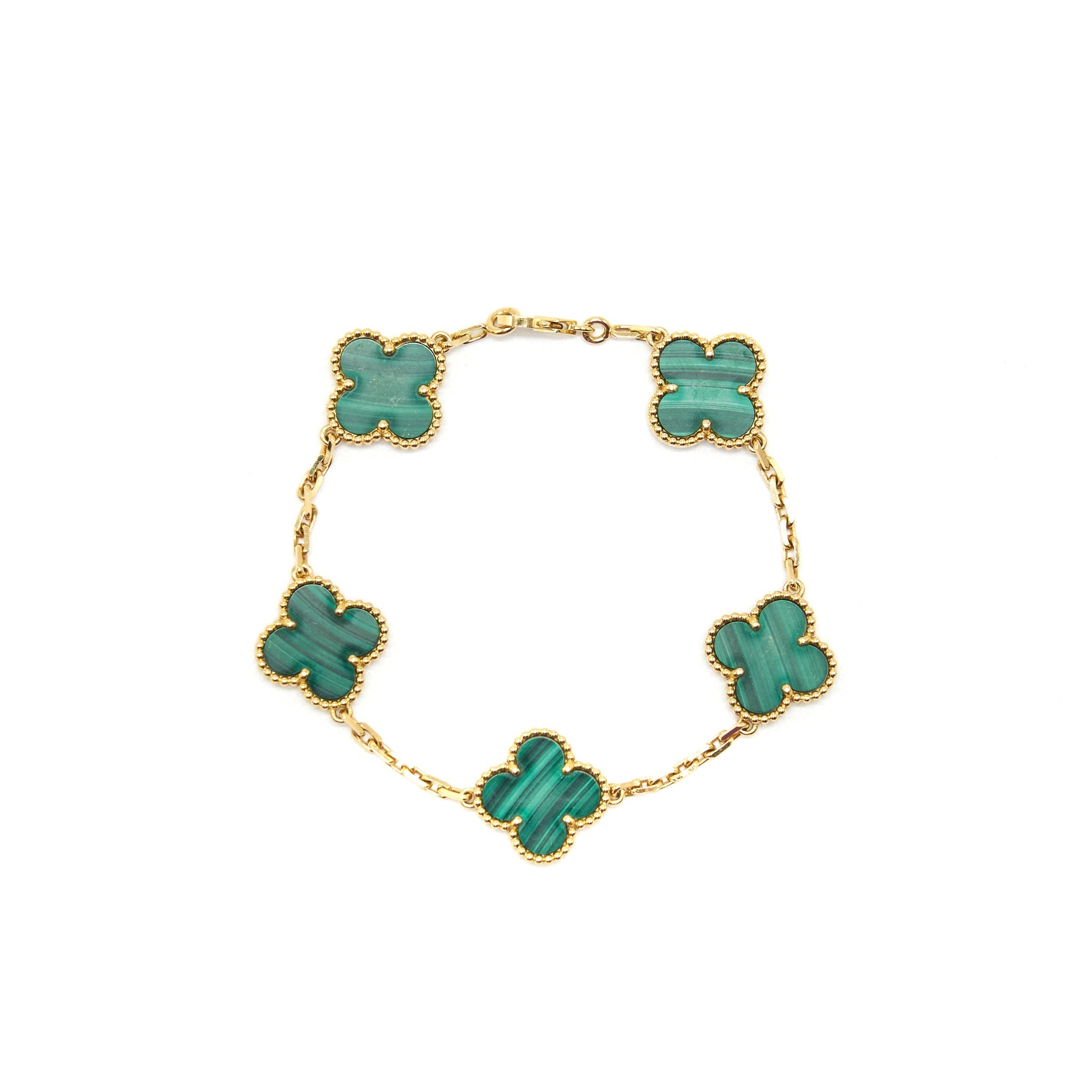 VAN CLEEF ARPELS VINTAGE ALHAMBRA BRACELET 5 MOTIFS GREEN