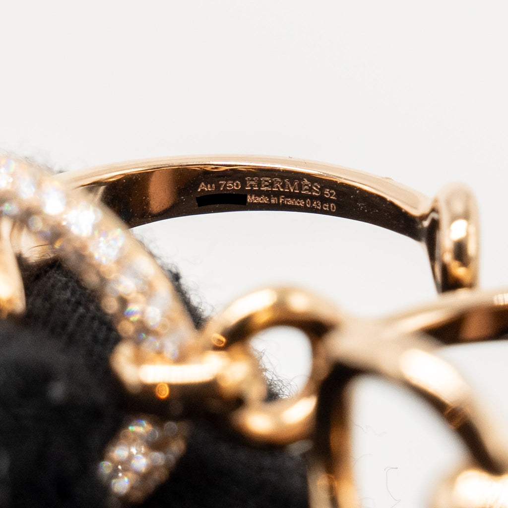 HERMES FILET D'OR DOUBLE RING ROSE GOLD/DIAMONDS