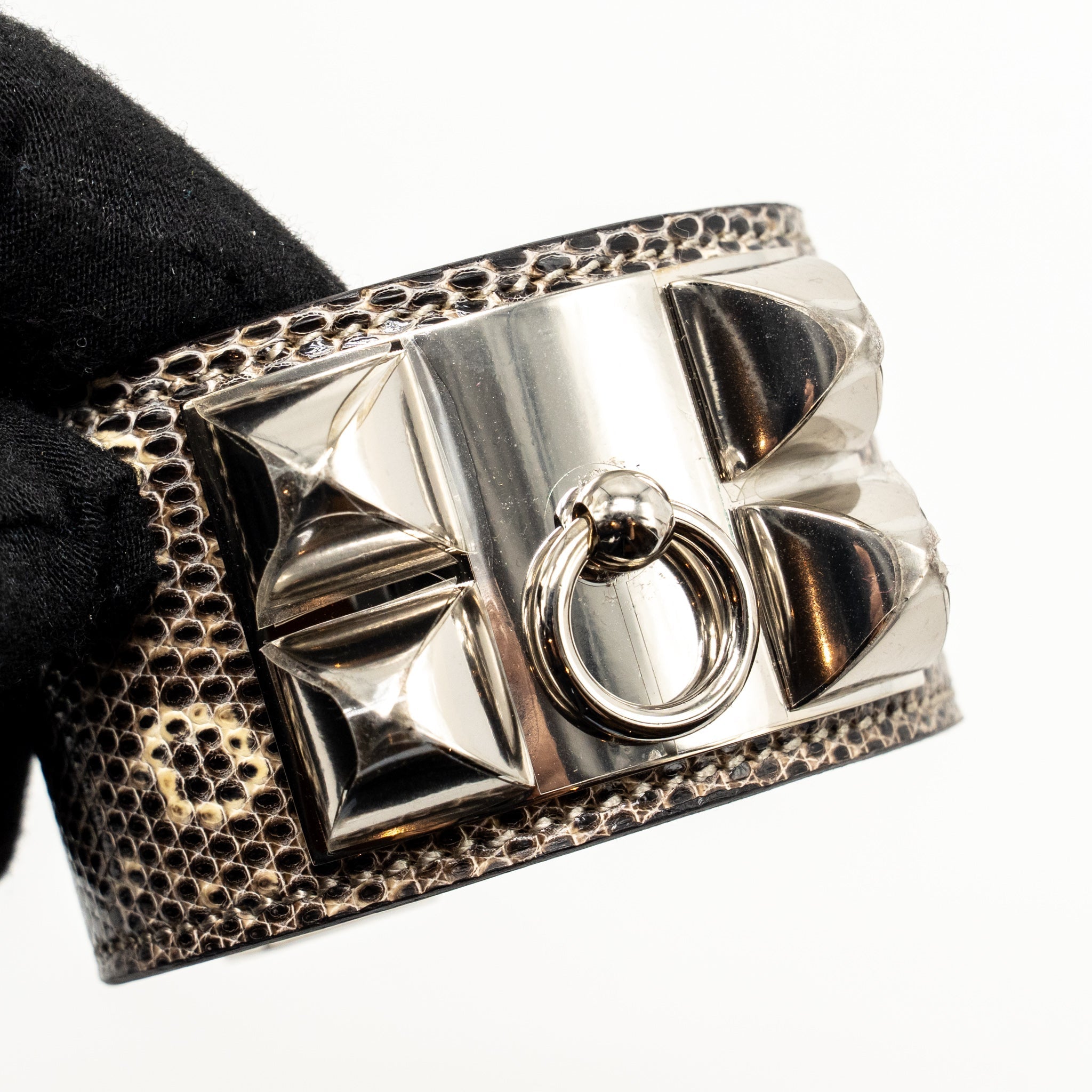 HERMES SIZE T2 COLLIER DE CHIEN CUFF BRACELET OMBRÉ LIZARD SHW STAMP C
