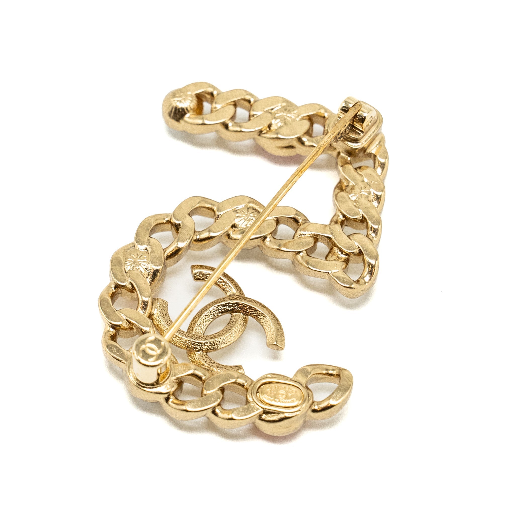 CHANEL NO 5 AND CC LOGO BROOCH WITH PEARL/CRYSTAL MULTICOLOUR GOLD TONE
