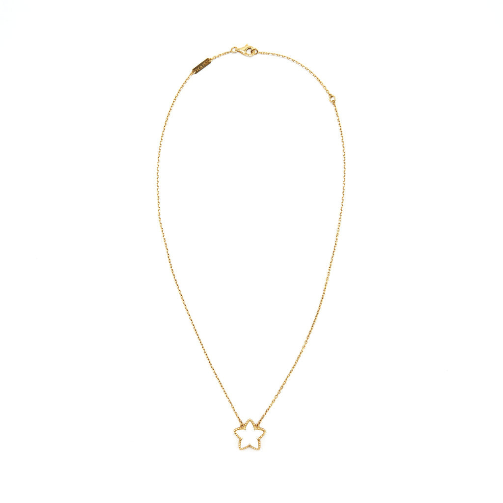 VAN CLEEF & ARPELS VINTAGE LUCKY STAR YELLOW GOLD WHITE MOTHER-OF-PEARL