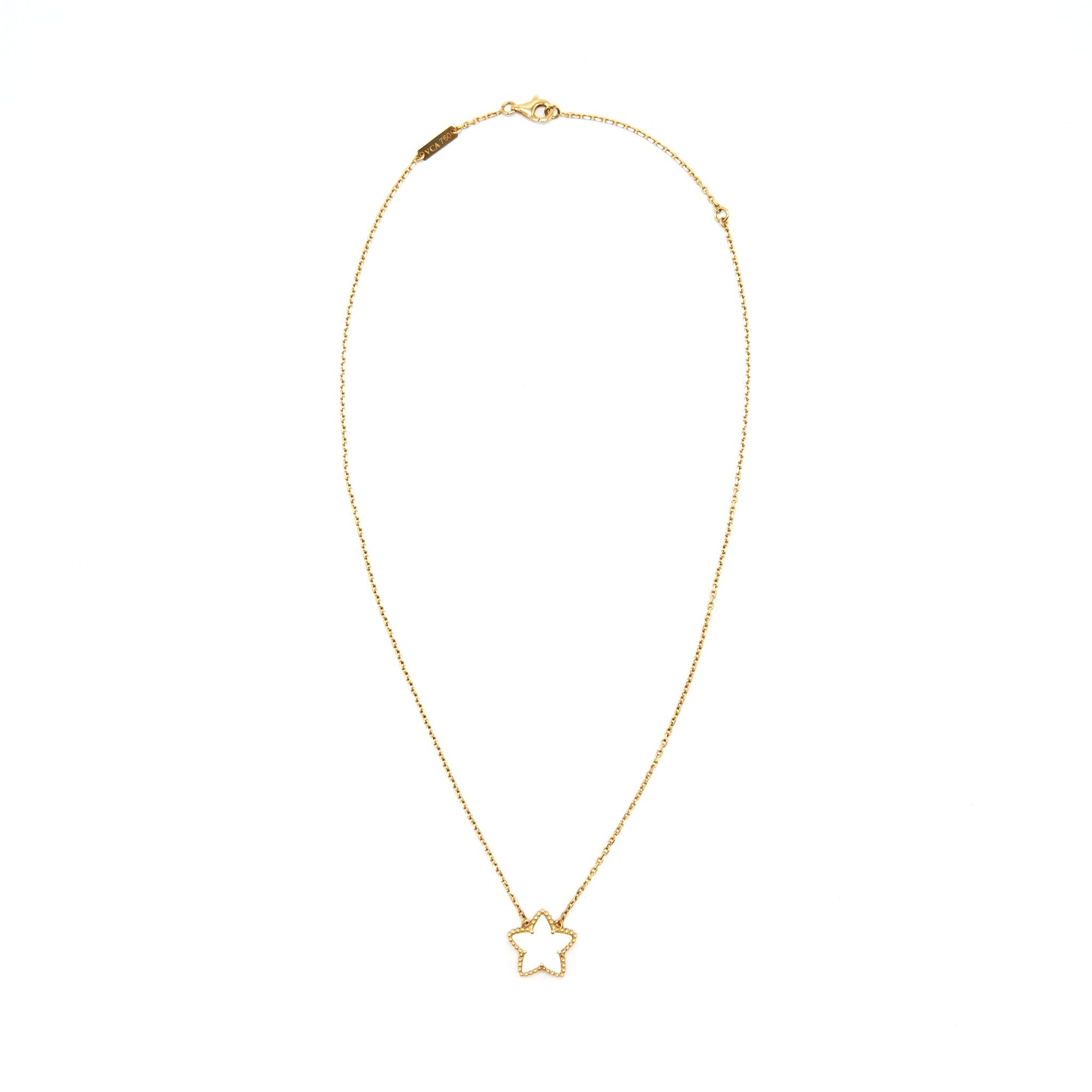 VAN CLEEF & ARPELS VINTAGE LUCKY STAR YELLOW GOLD WHITE MOTHER-OF-PEARL
