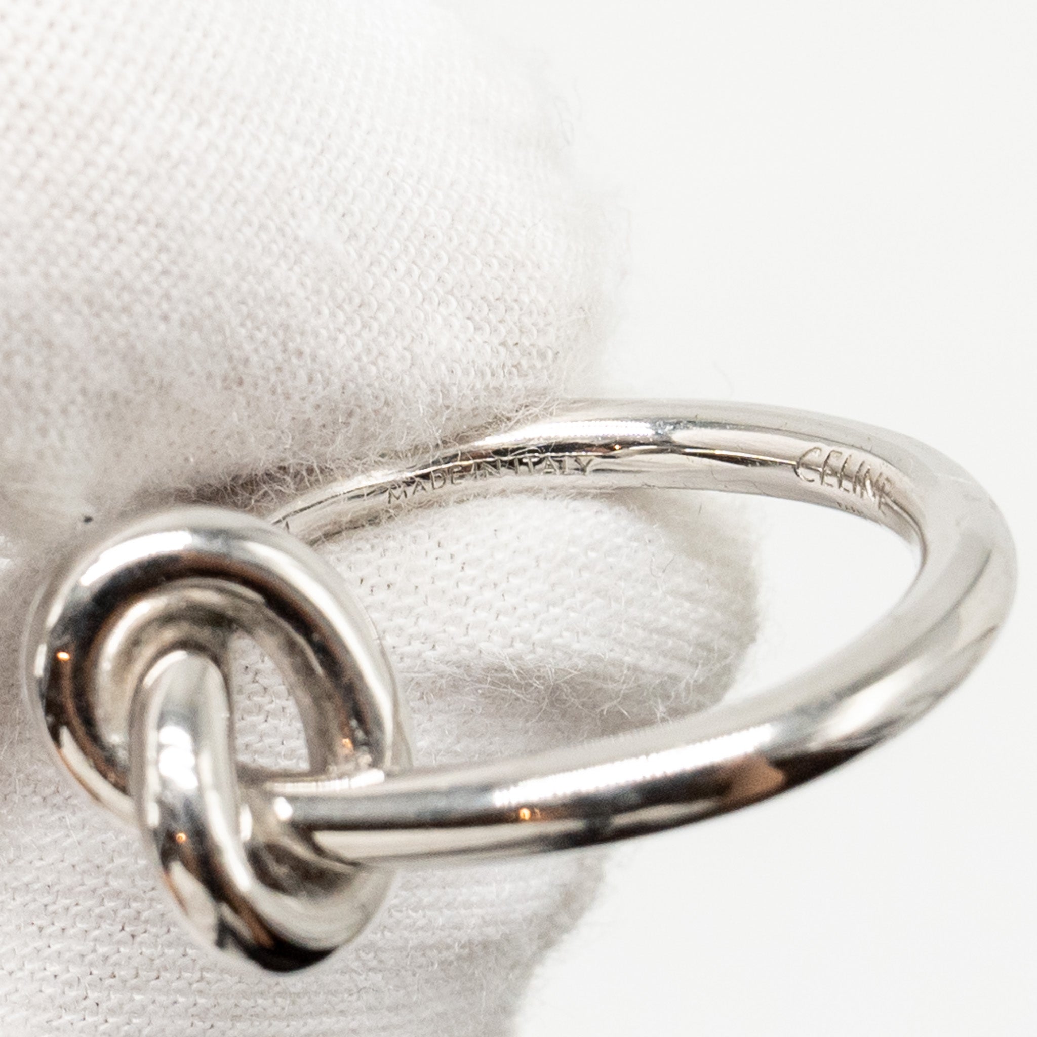 CELINE KNOT RING BRASS RHODIUM SILVER TONE