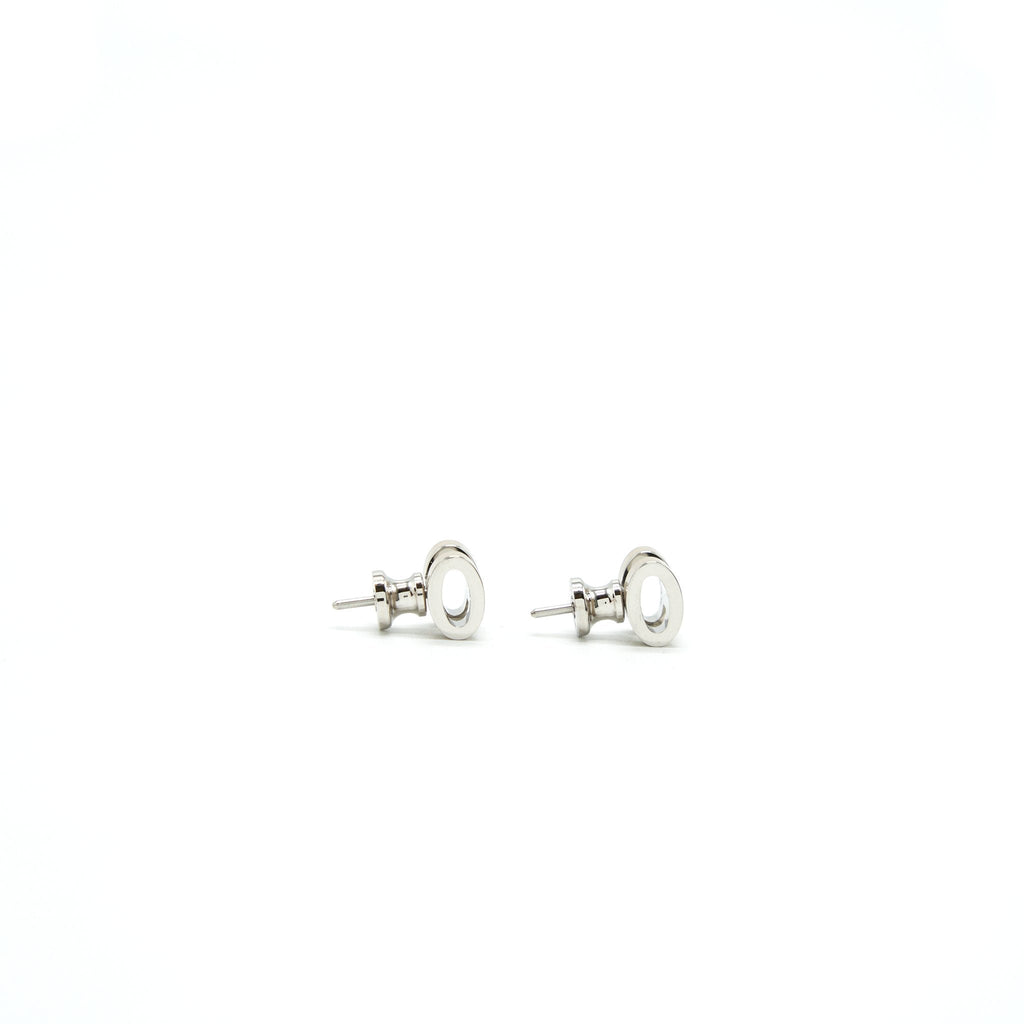 HERMES MINI POP H EARRINGS MARRON GLACE/ GREY WITH SHW