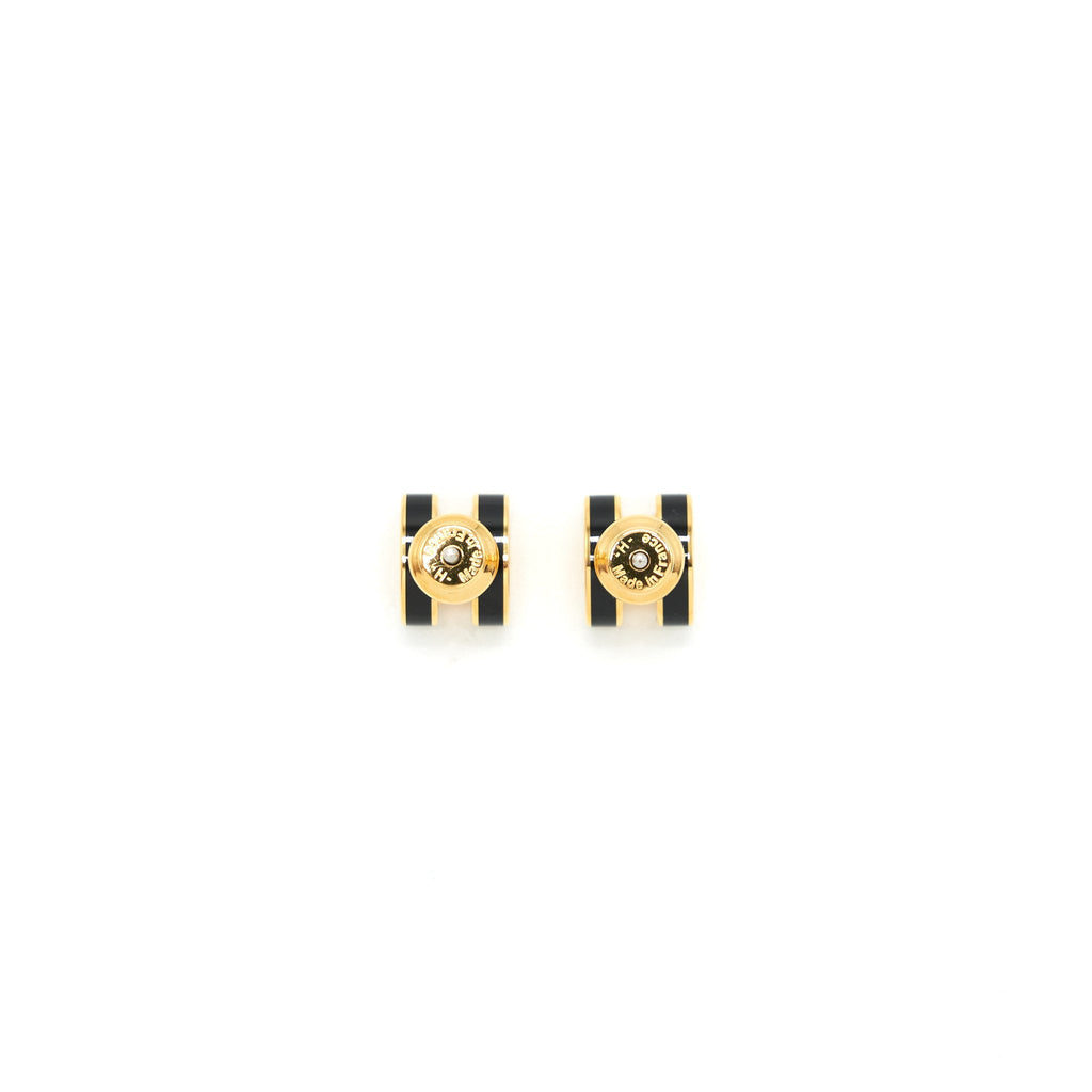 HERMES MINI POP H EARRINGS BLACK GHW
