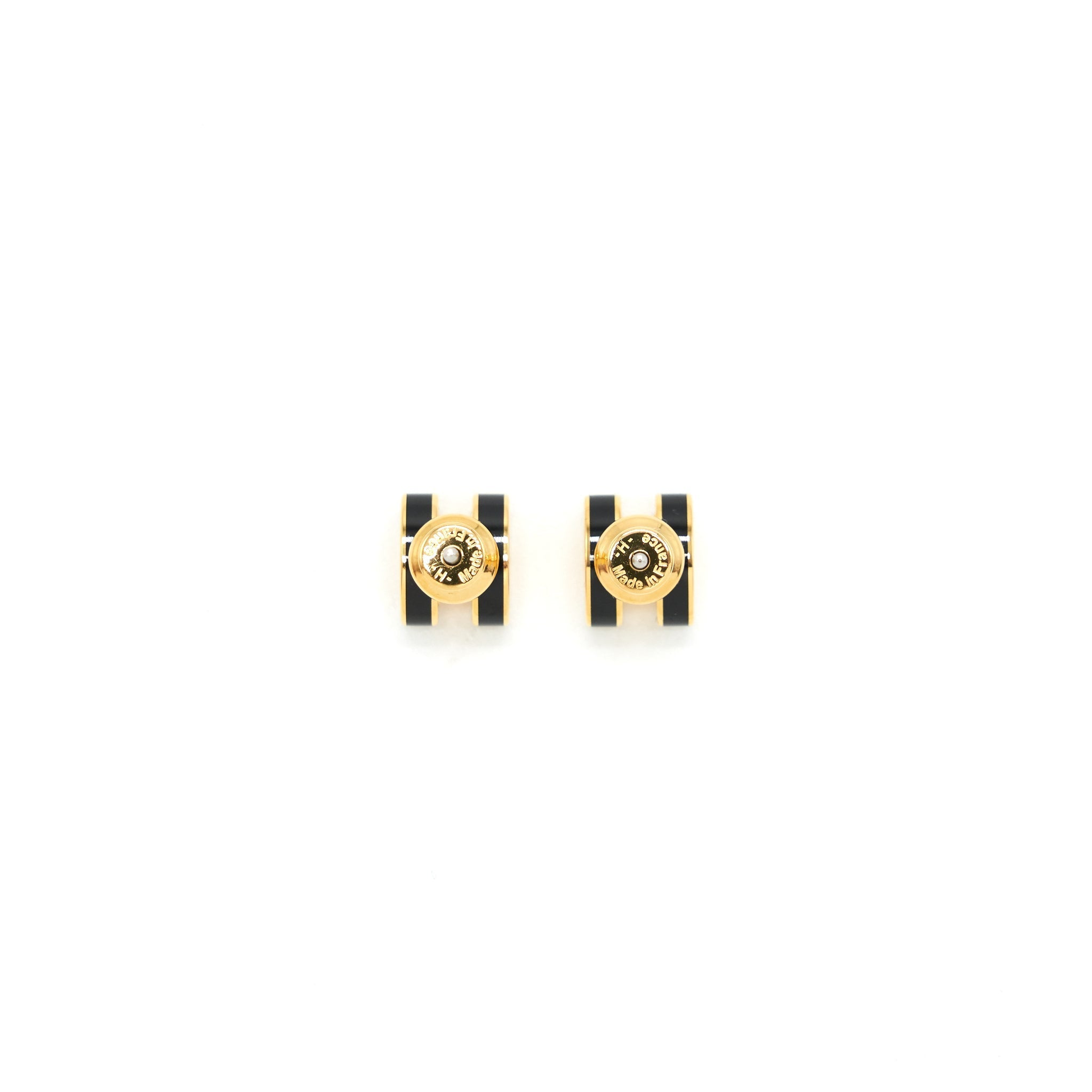 HERMES MINI POP H EARRINGS BLACK GHW