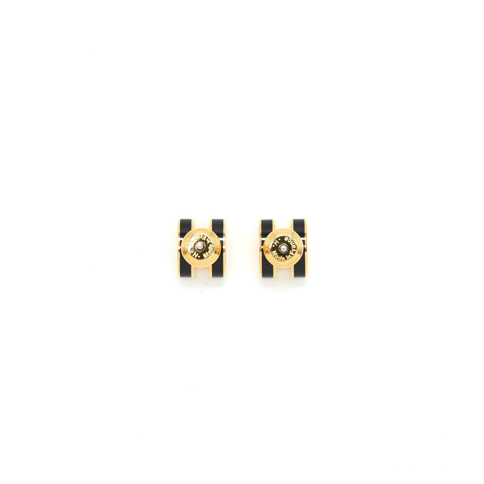 HERMES MINI POP H EARRINGS BLACK GHW