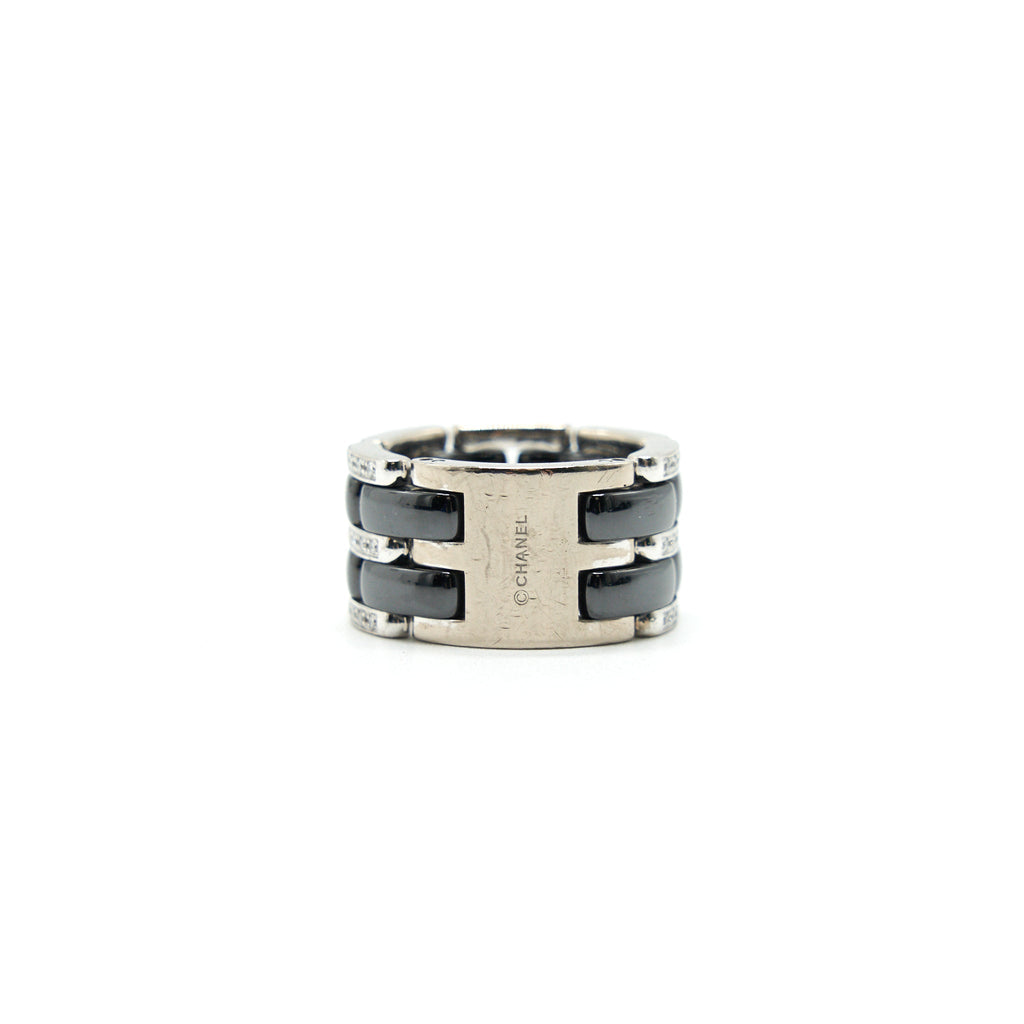CHANEL ULTRA RING LARGE VERSION WHITE GOLD WITH DIAMONDS, BLACK CERAMIC