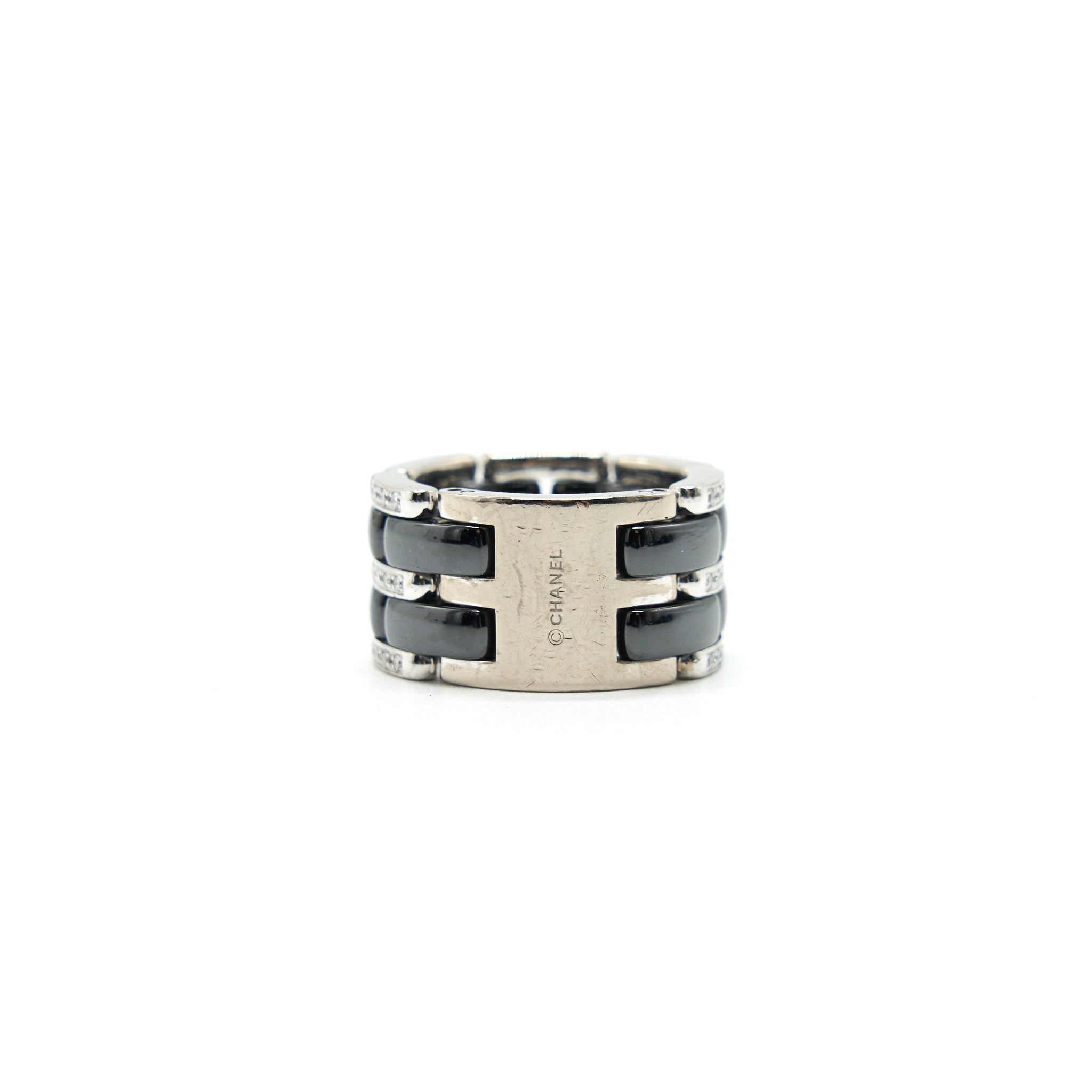 CHANEL ULTRA RING LARGE VERSION WHITE GOLD WITH DIAMONDS, BLACK CERAMIC