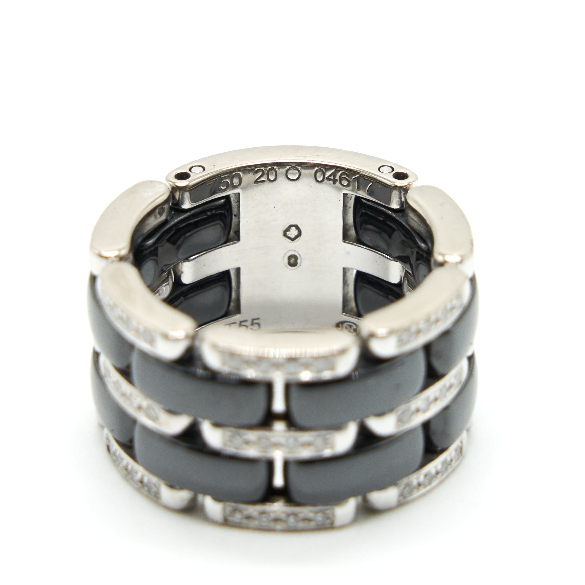 CHANEL ULTRA RING LARGE VERSION WHITE GOLD WITH DIAMONDS, BLACK CERAMIC