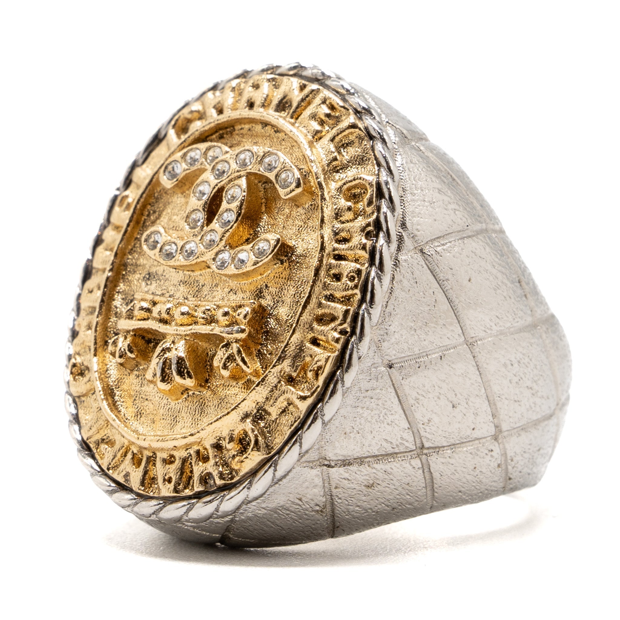 CHANEL OVAL RING GOLD/SILVER TONE