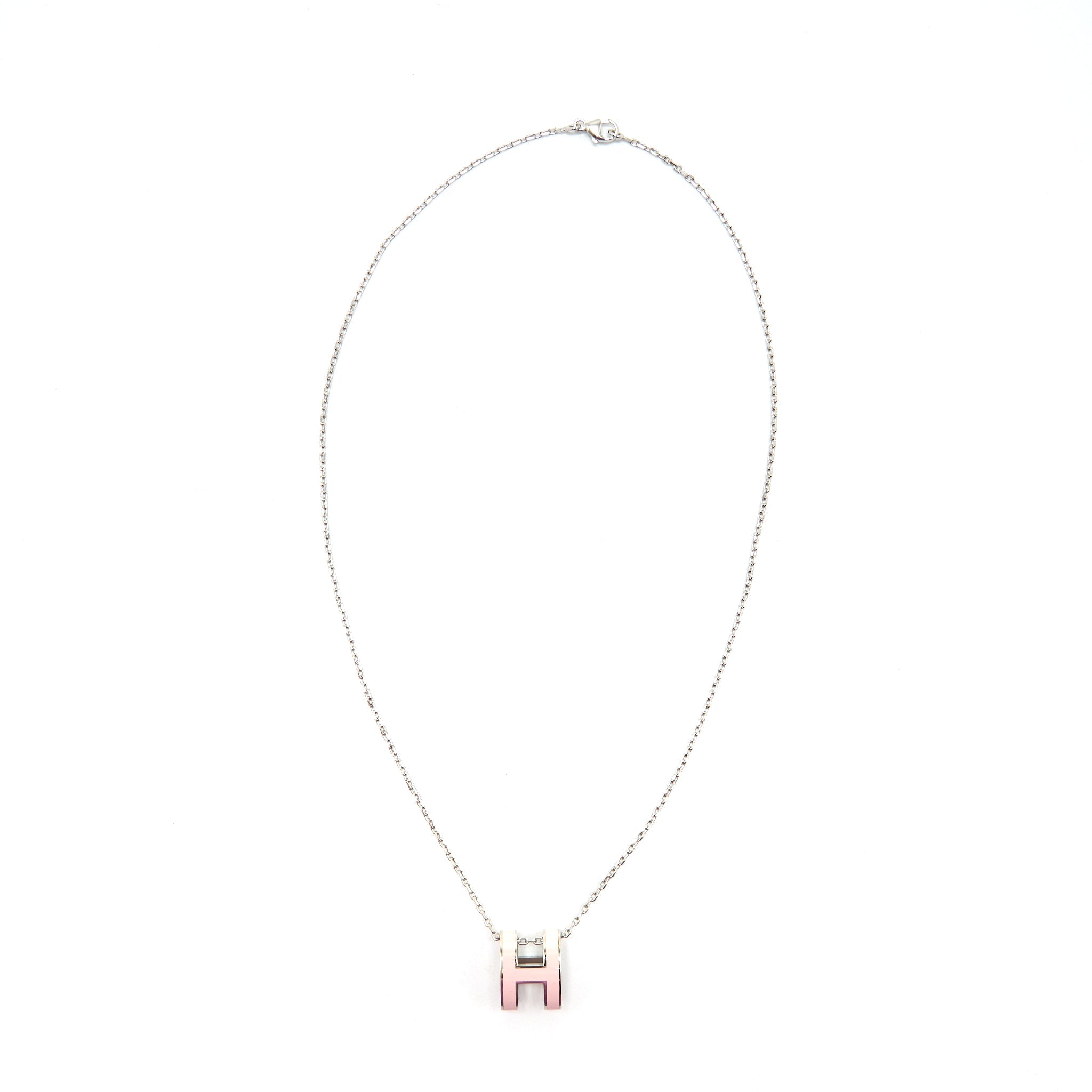 HERMES POP H PENDANT LIGHT PINK IN SILVER