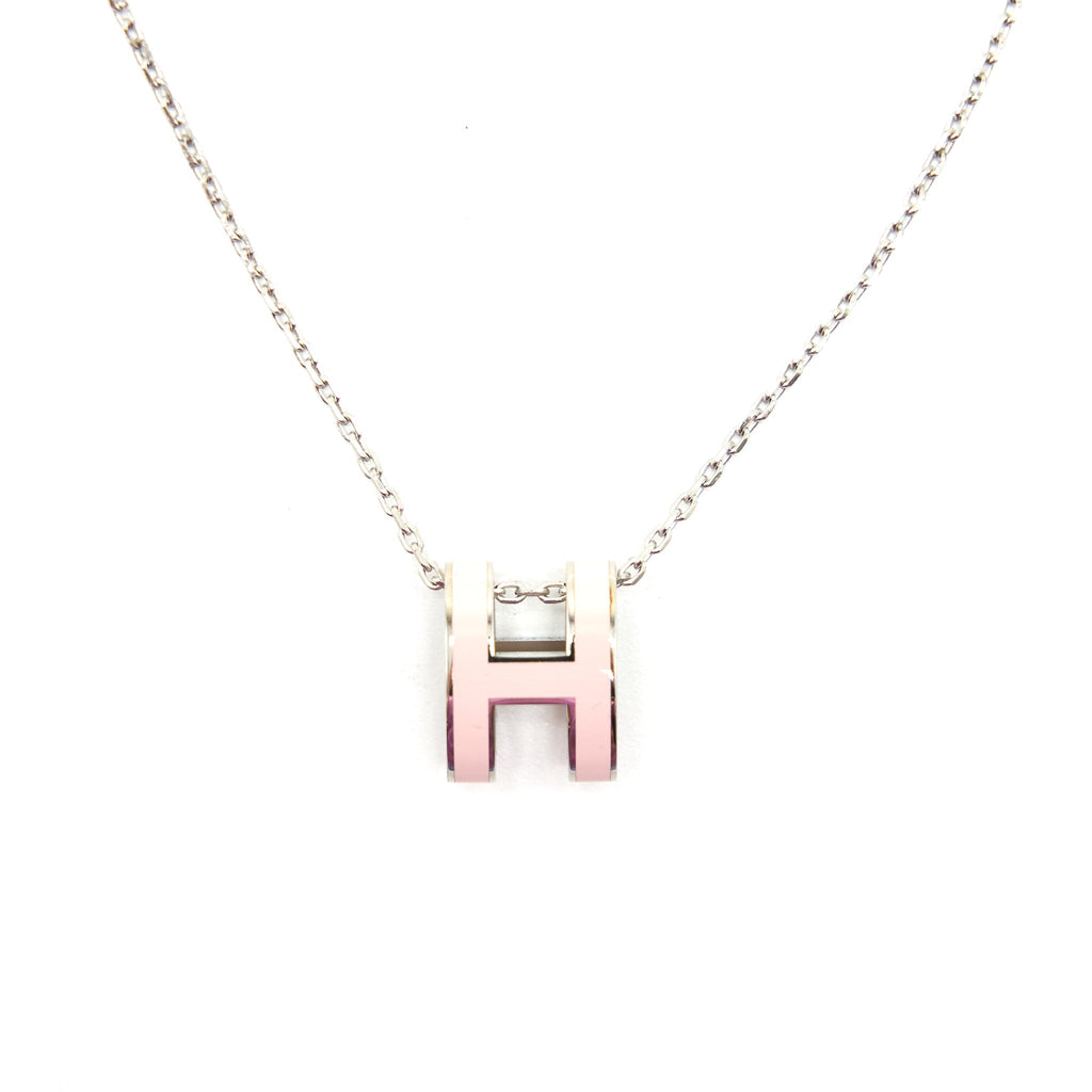 HERMES POP H PENDANT LIGHT PINK IN SILVER