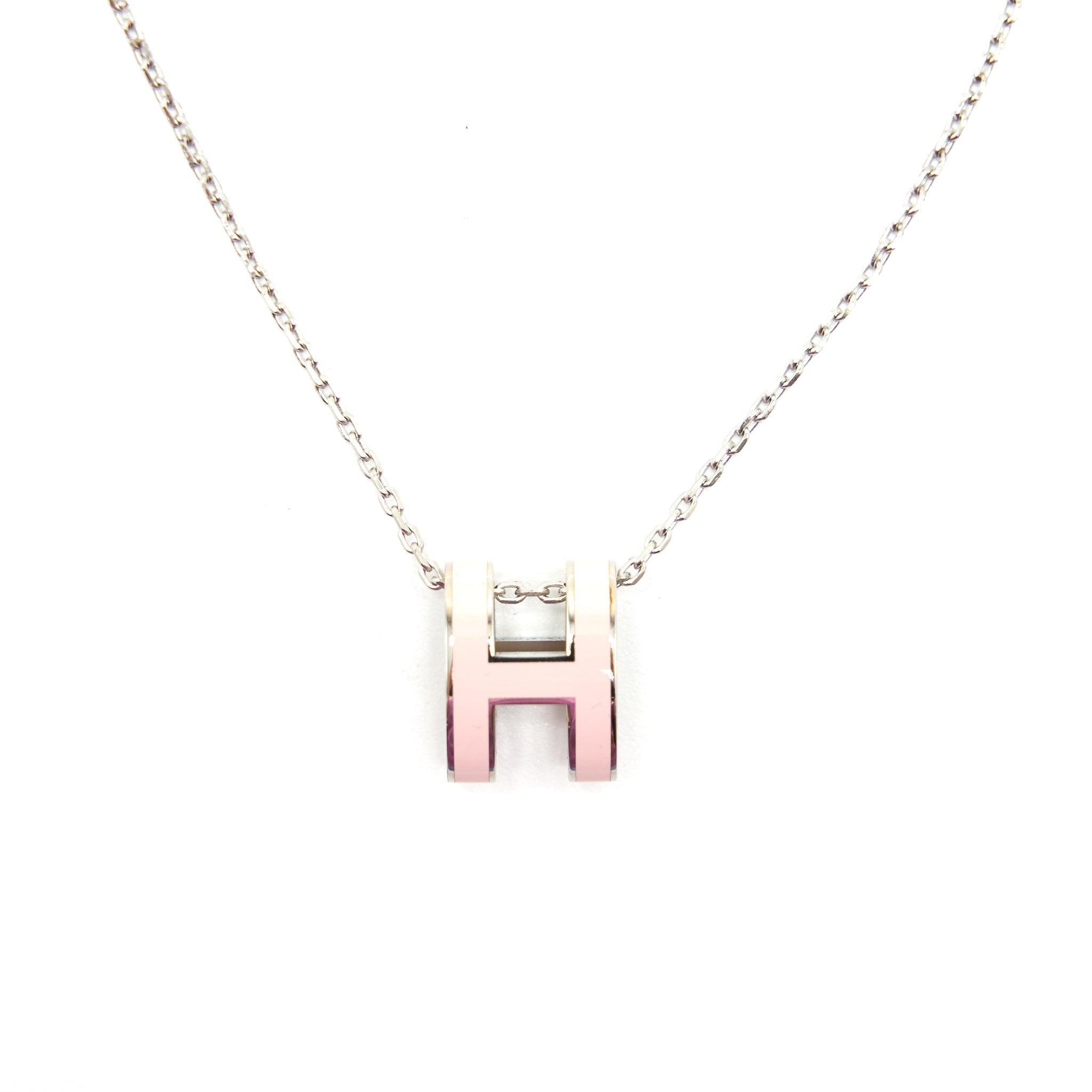 HERMES POP H PENDANT LIGHT PINK IN SILVER