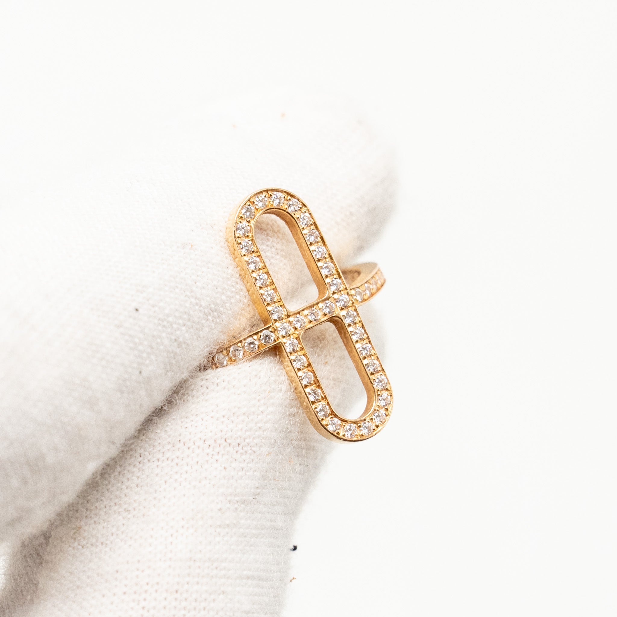 HERMES EVER CHAINE D’ANCRE RING ROSE GOLD WITH DIAMONDS