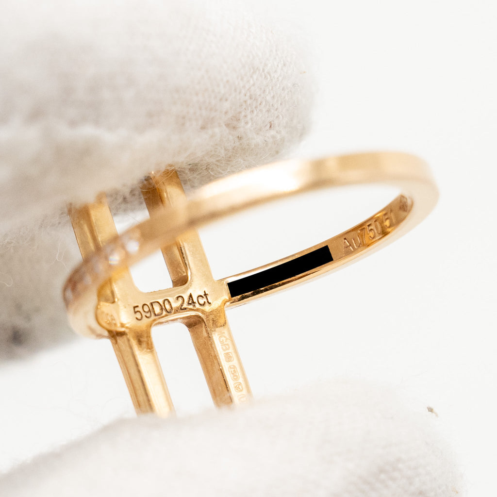 HERMES EVER CHAINE D’ANCRE RING ROSE GOLD WITH DIAMONDS