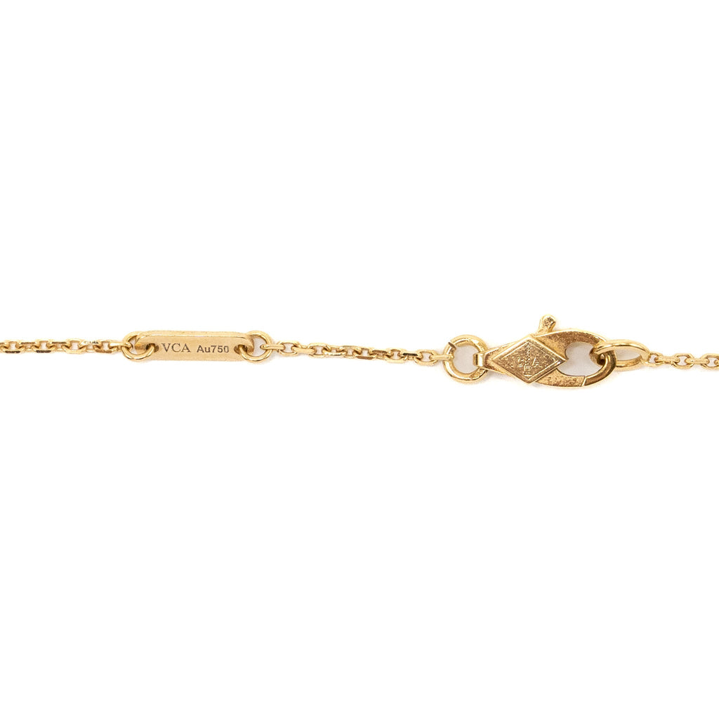 VAN CLEEF & ARPELS SWEET VINTAGE ALHAMBRA NECKLACE WHITE MOTHER OF PEARL YELLOW GOLD