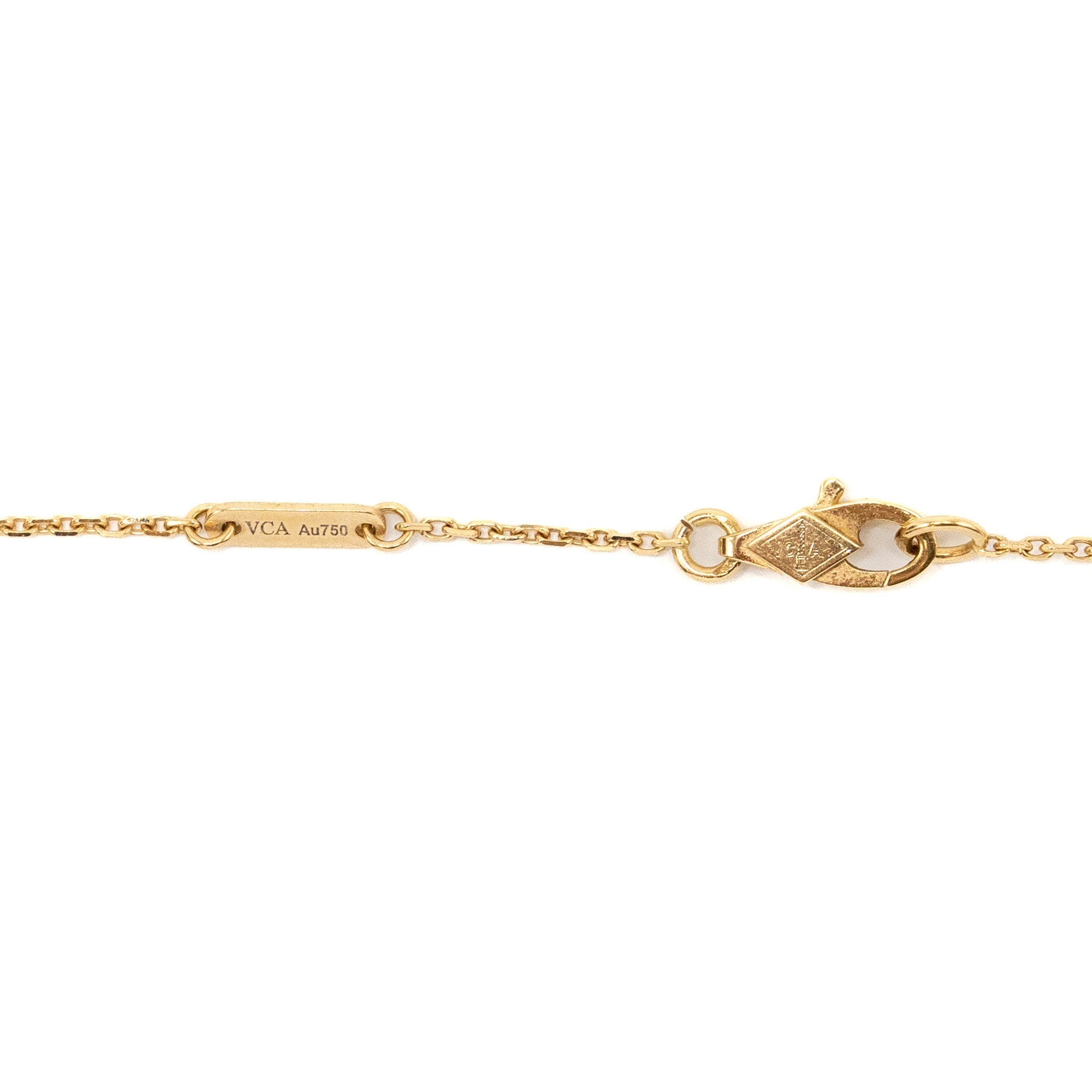 VAN CLEEF & ARPELS SWEET VINTAGE ALHAMBRA NECKLACE WHITE MOTHER OF PEARL YELLOW GOLD