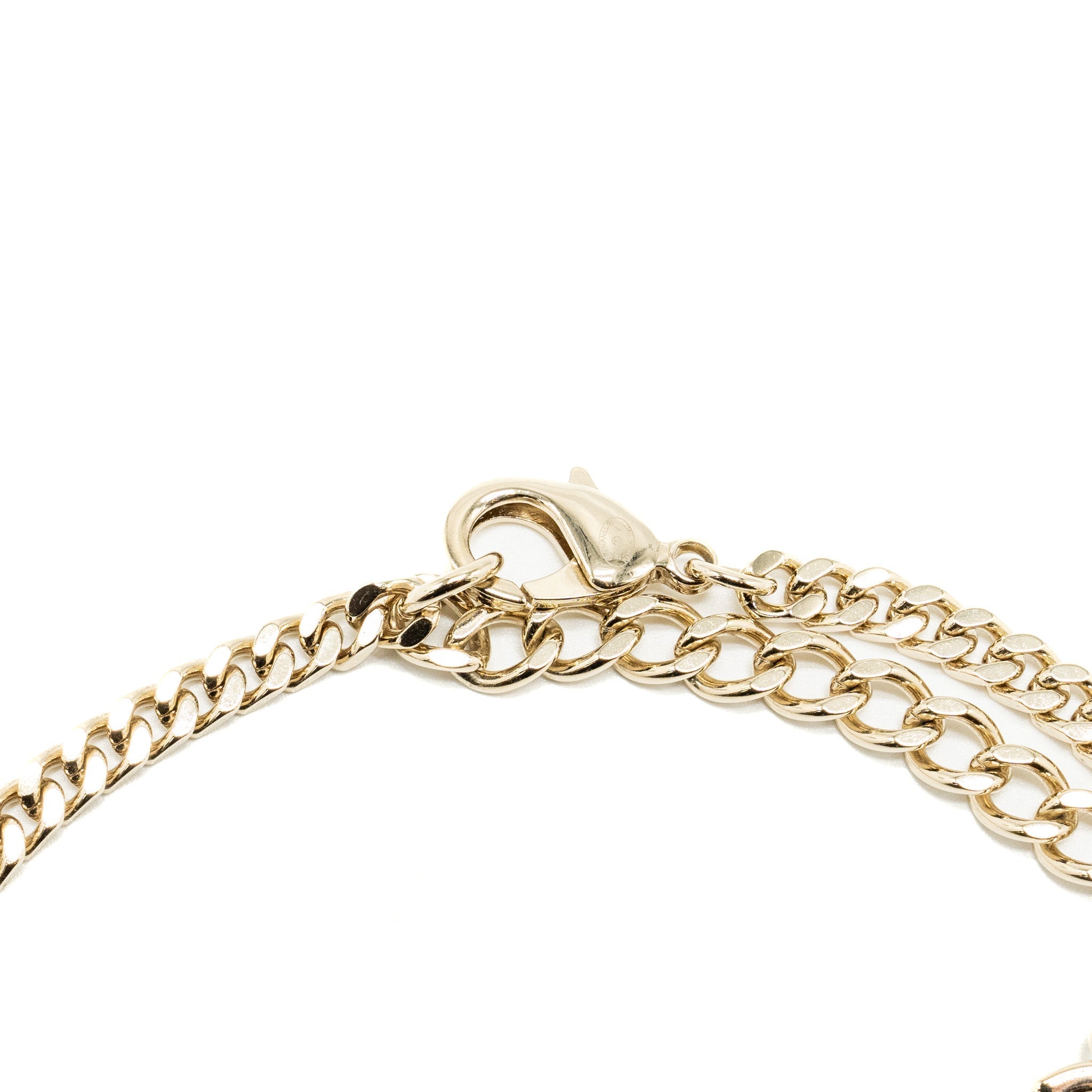 CHANEL CC LOGO CHAIN CHOCKER /NECKLACE CRYSTAL LIGHT GOLD TONE