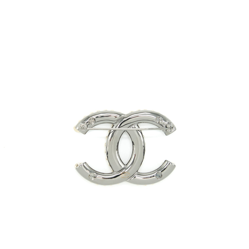 CHANEL CC LOGO MINI HEARTS BROOCH LGHW