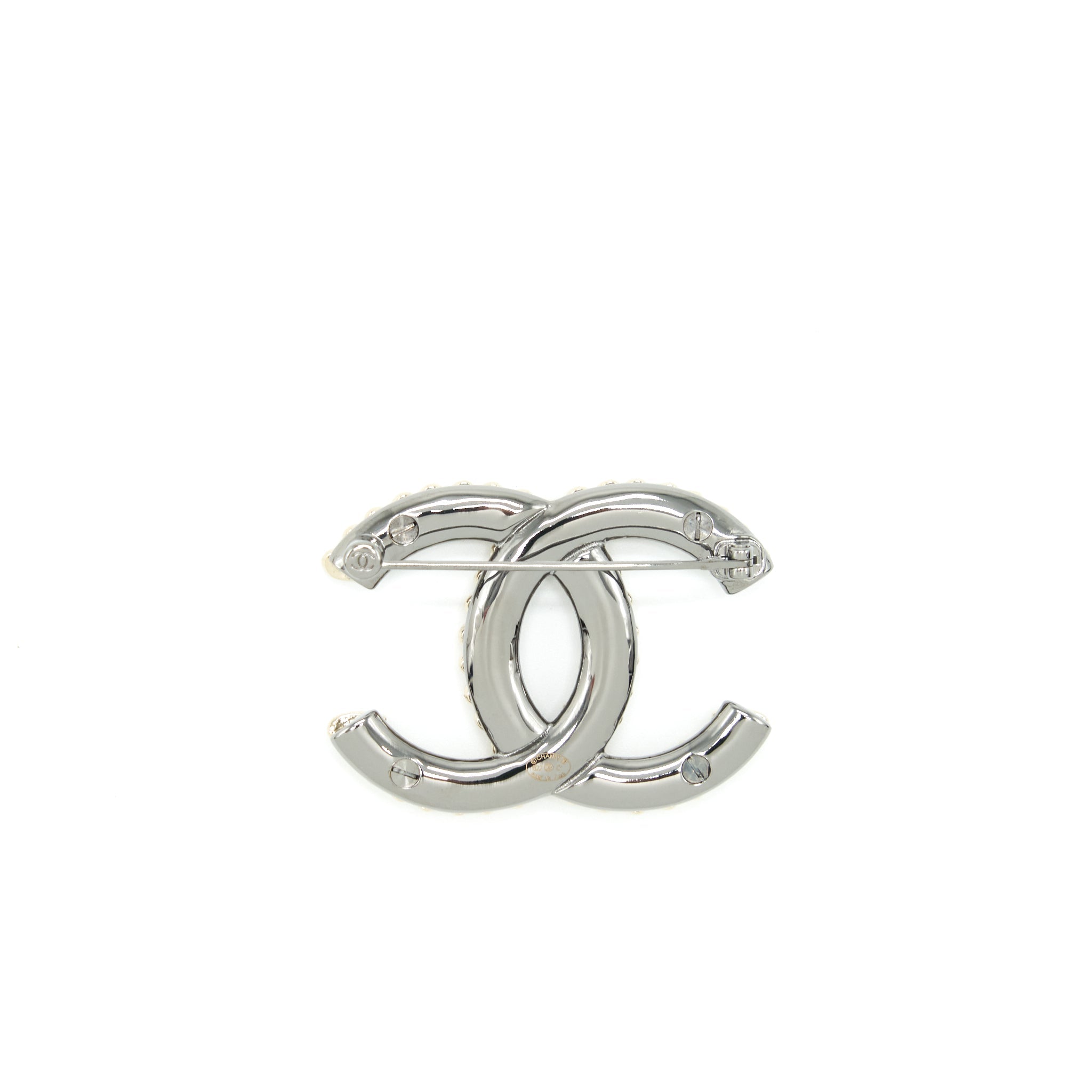 CHANEL CC LOGO MINI HEARTS BROOCH LGHW