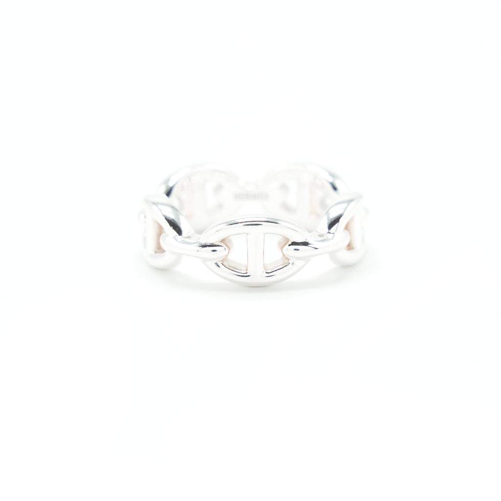 HERMES BAGUE ENCHAINEE RING SILVER