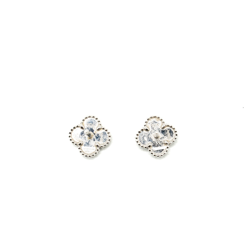 VAN CLEEF AND ARPELS SWEET ALHAMBRA EARSTUDS EARRINGS, WHITE GOLD/TURQUOISE