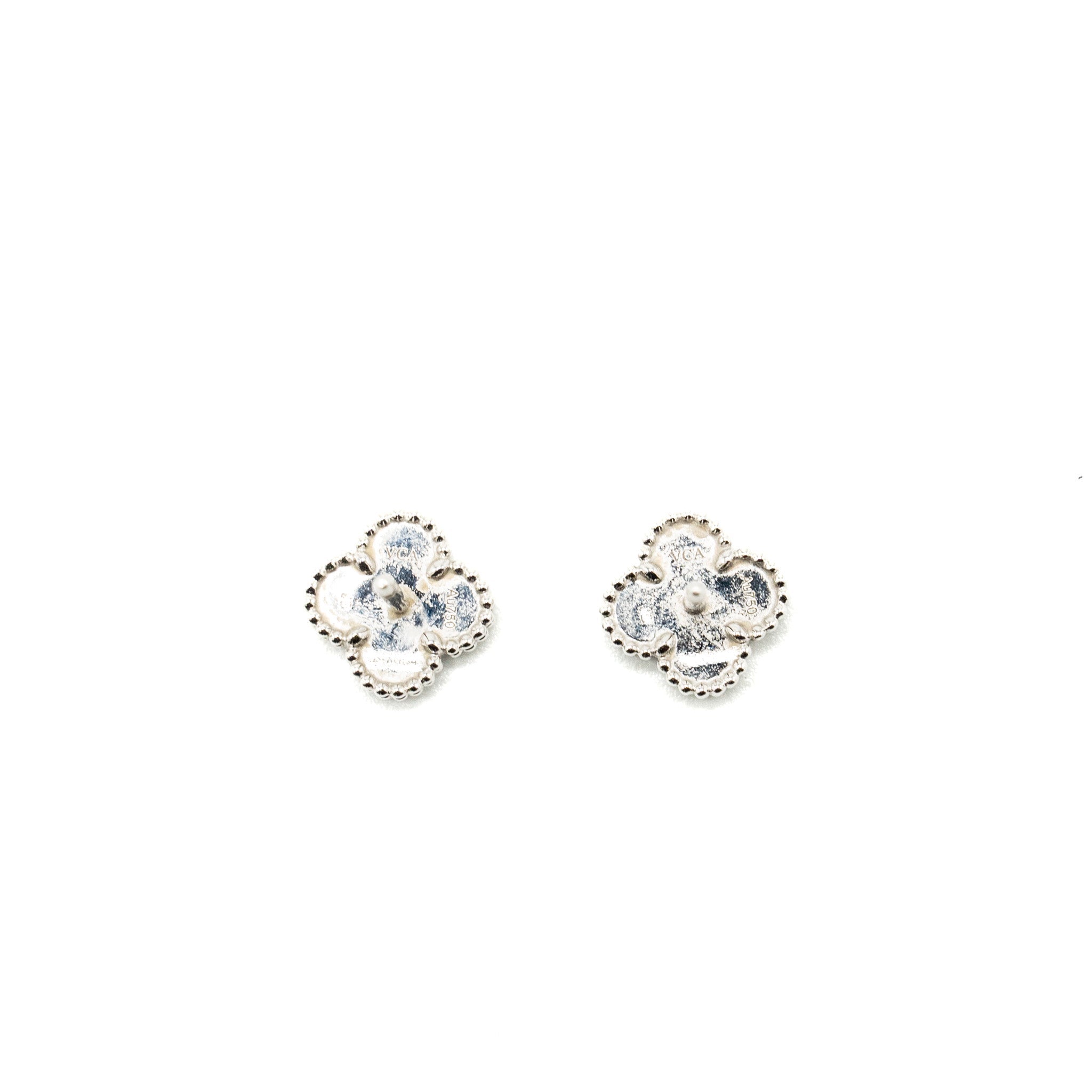VAN CLEEF AND ARPELS SWEET ALHAMBRA EARSTUDS EARRINGS, WHITE GOLD/TURQUOISE