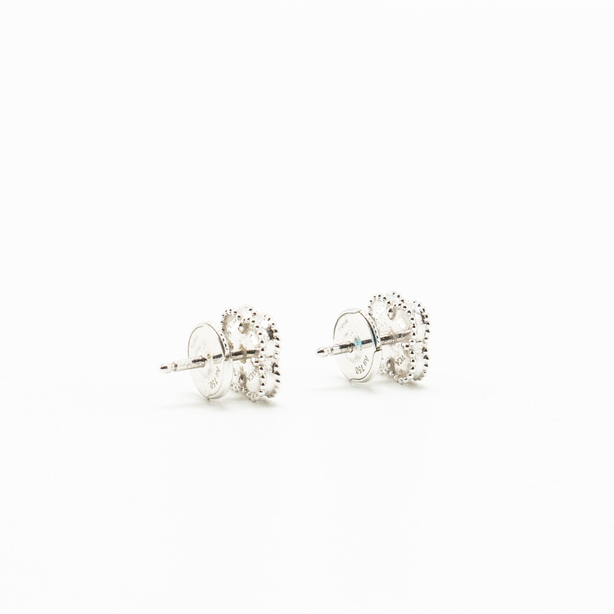 VAN CLEEF AND ARPELS SWEET ALHAMBRA EARSTUDS EARRINGS, WHITE GOLD/TURQUOISE