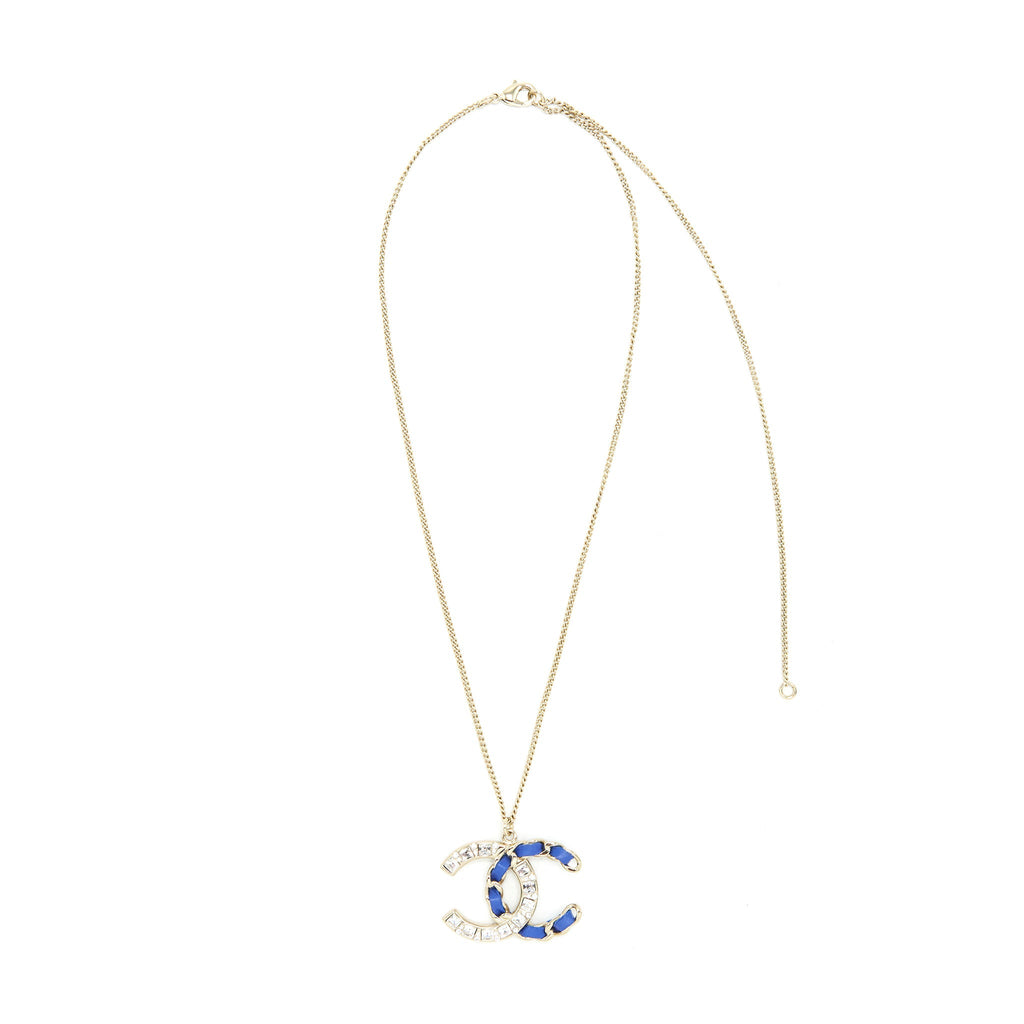 CHANEL NECKLACE BLUE & CRYSTAL LGHW
