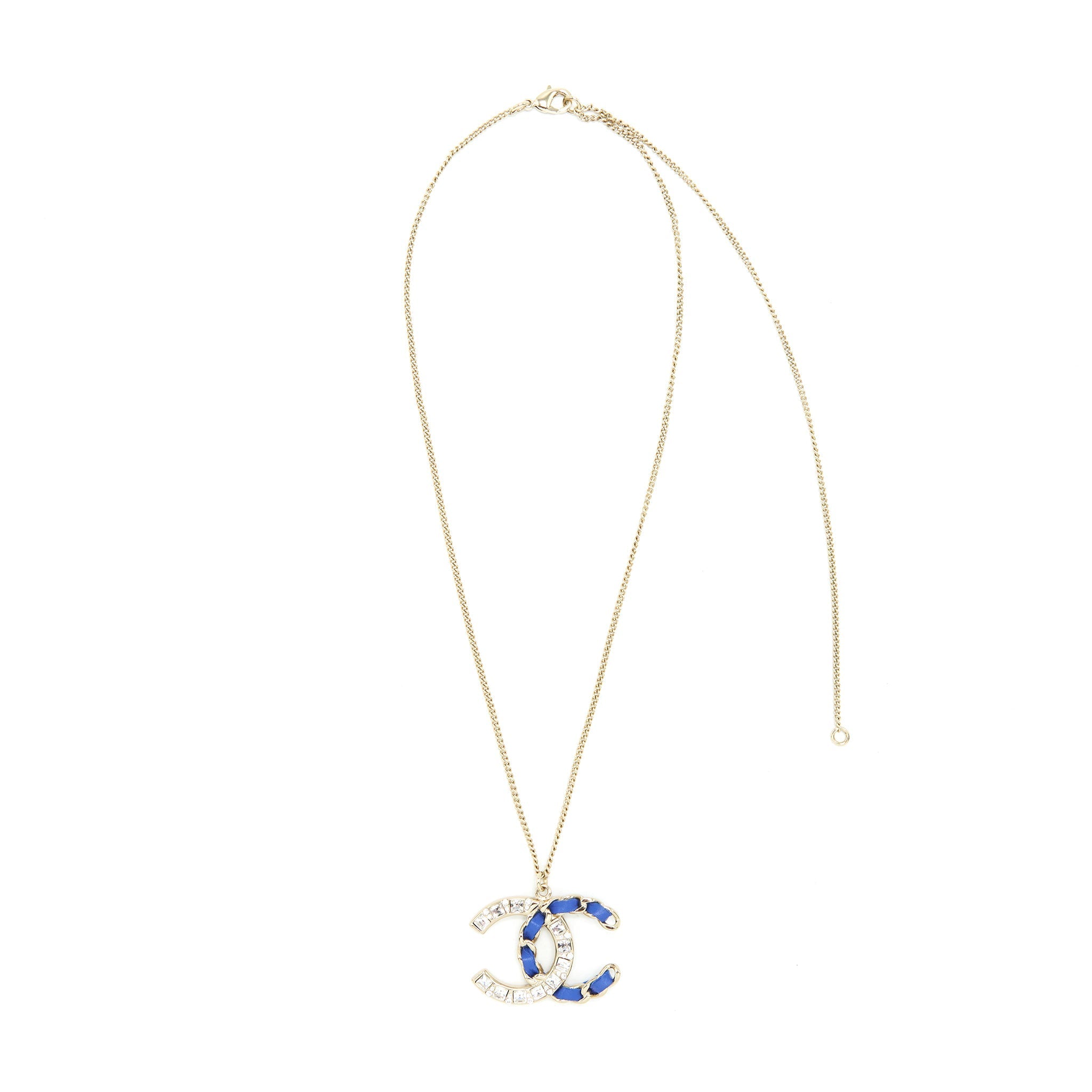 CHANEL NECKLACE BLUE & CRYSTAL LGHW