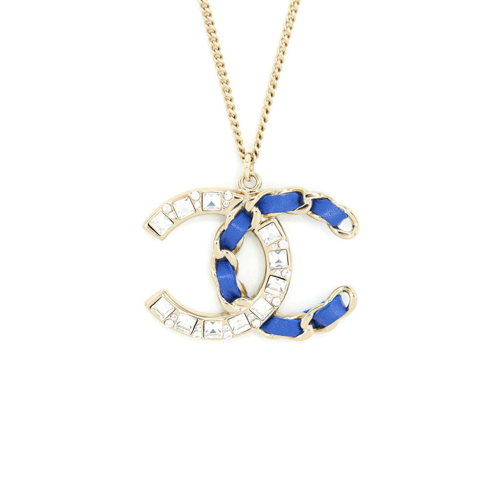 CHANEL NECKLACE BLUE & CRYSTAL LGHW