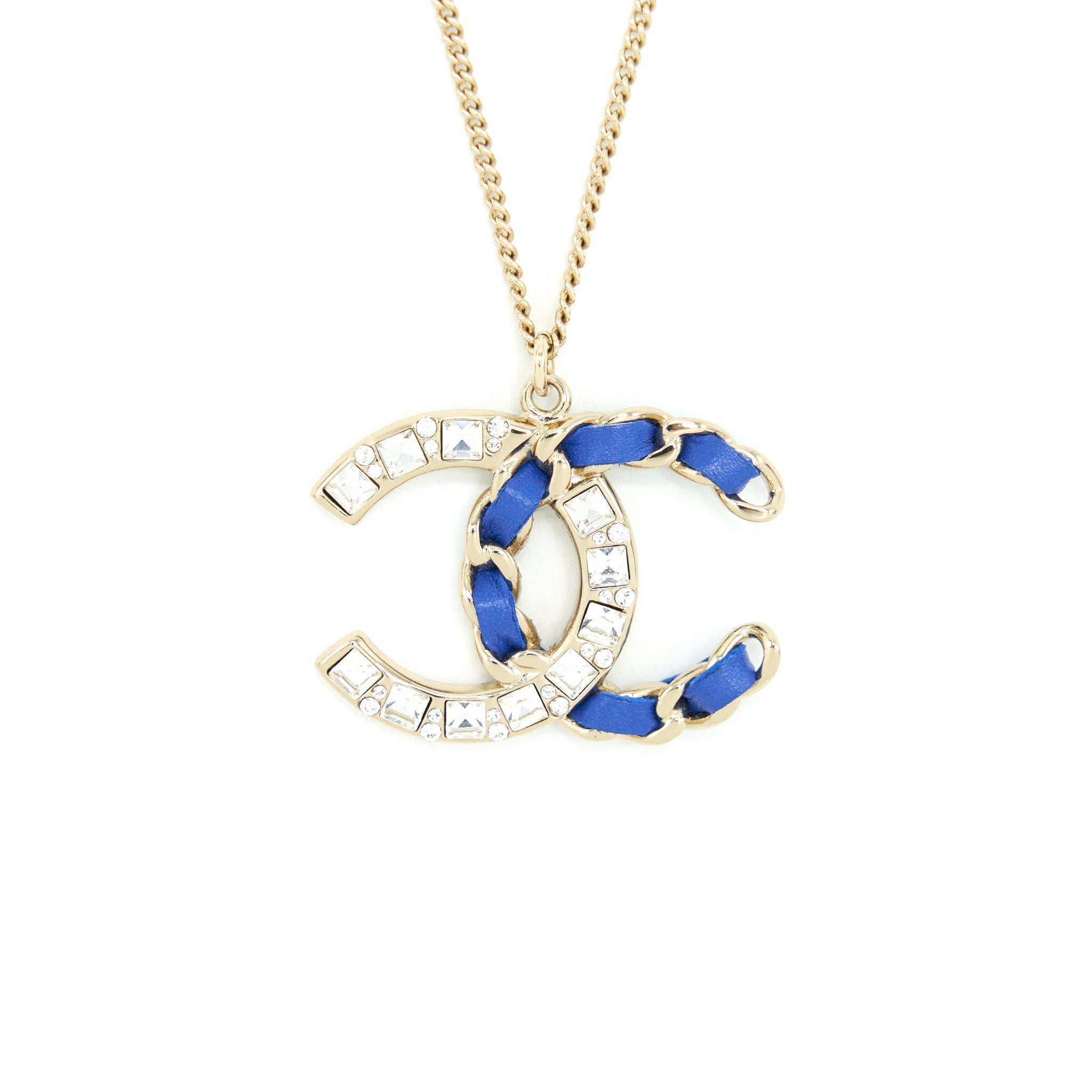 CHANEL NECKLACE BLUE & CRYSTAL LGHW