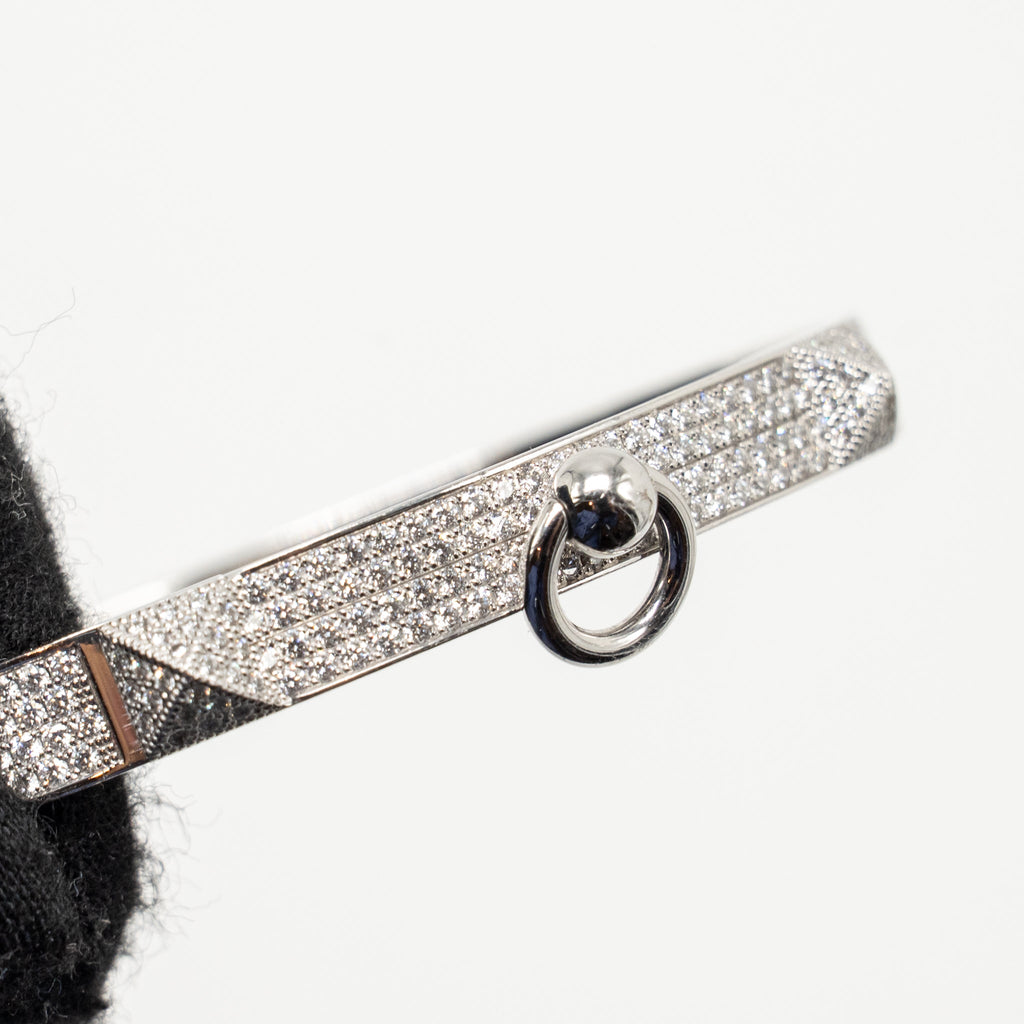 HERMES COLLIER DE CHIEN BRACELET WHITE GOLD WITH FULL DIAMONDS