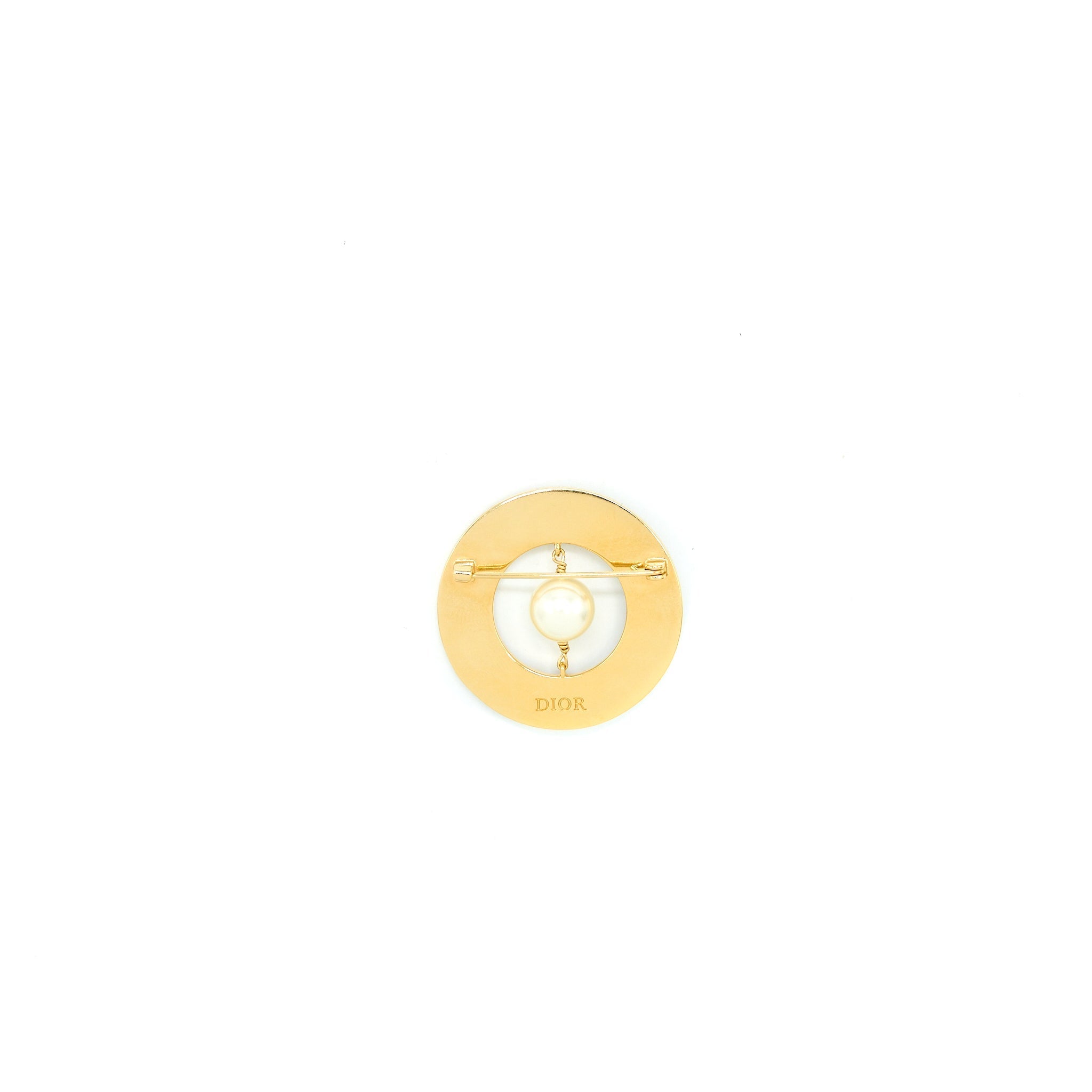 CHRISTIAN DIOR ROUND PEARL BROOCH BLACK GHW