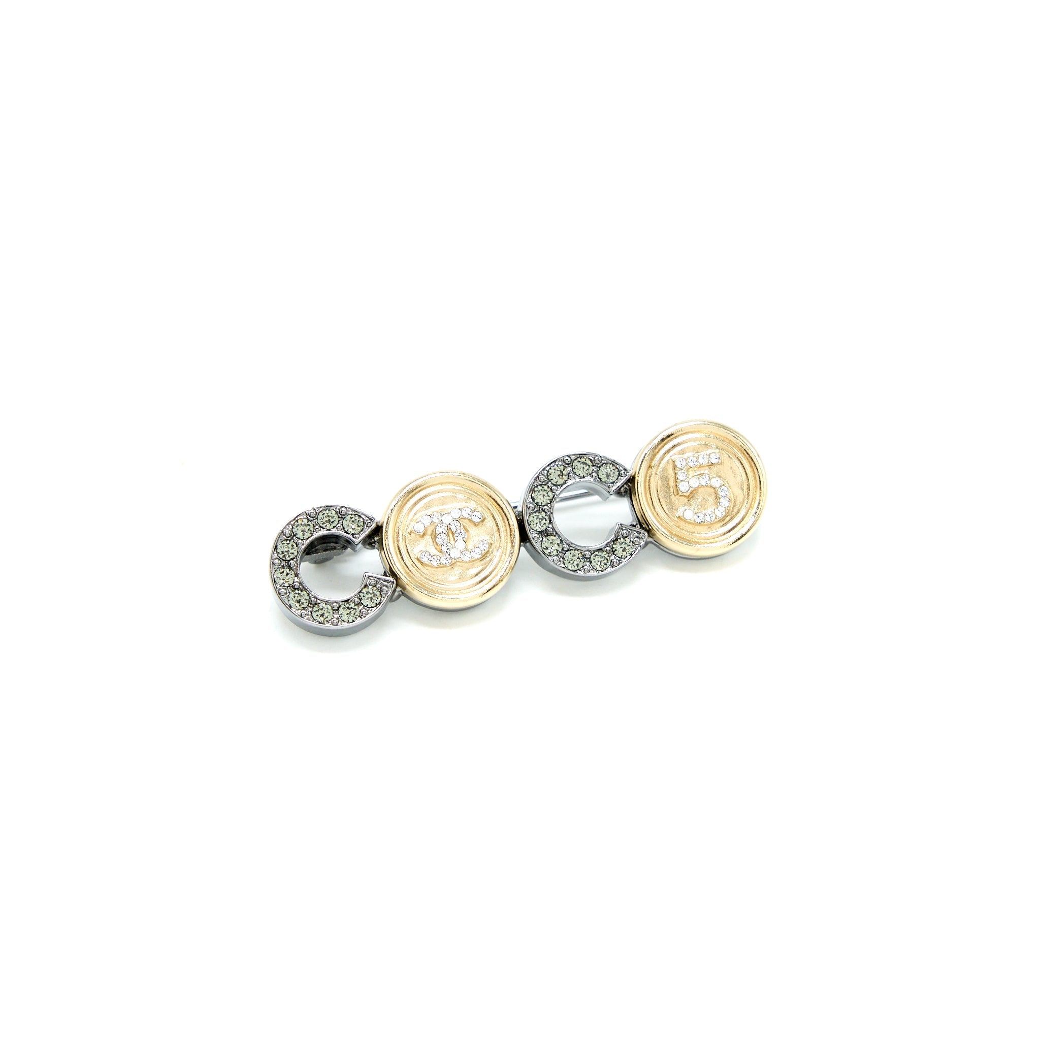 CHANEL COCO BUTTON BROOCH CRYSTAL GHW