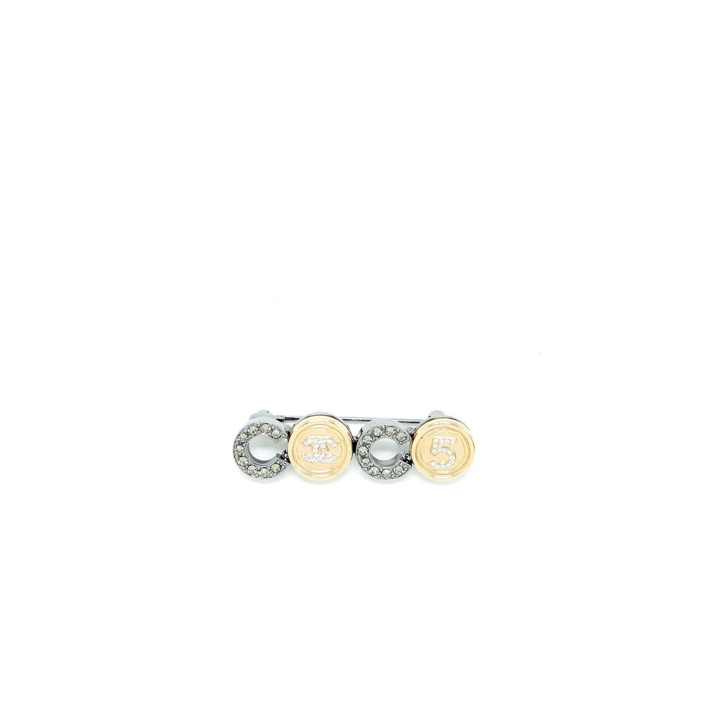 CHANEL COCO BUTTON BROOCH CRYSTAL GHW