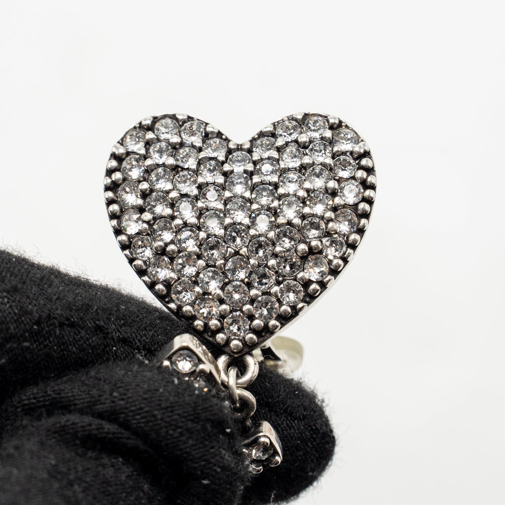 SAINT LAURENT HEART AND LETTER EAR CLIPS SILVER TONE