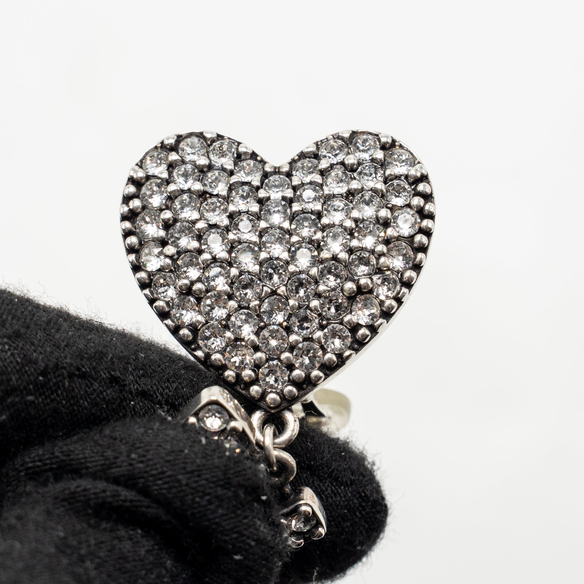SAINT LAURENT HEART AND LETTER EAR CLIPS SILVER TONE