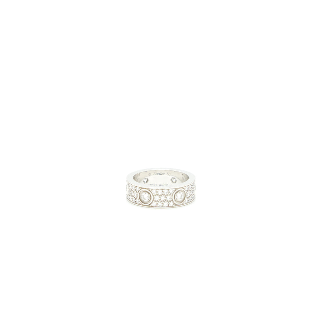 CARTIER LOVE RING RHODIUM WHITE GOLD FULL DIAMONDS